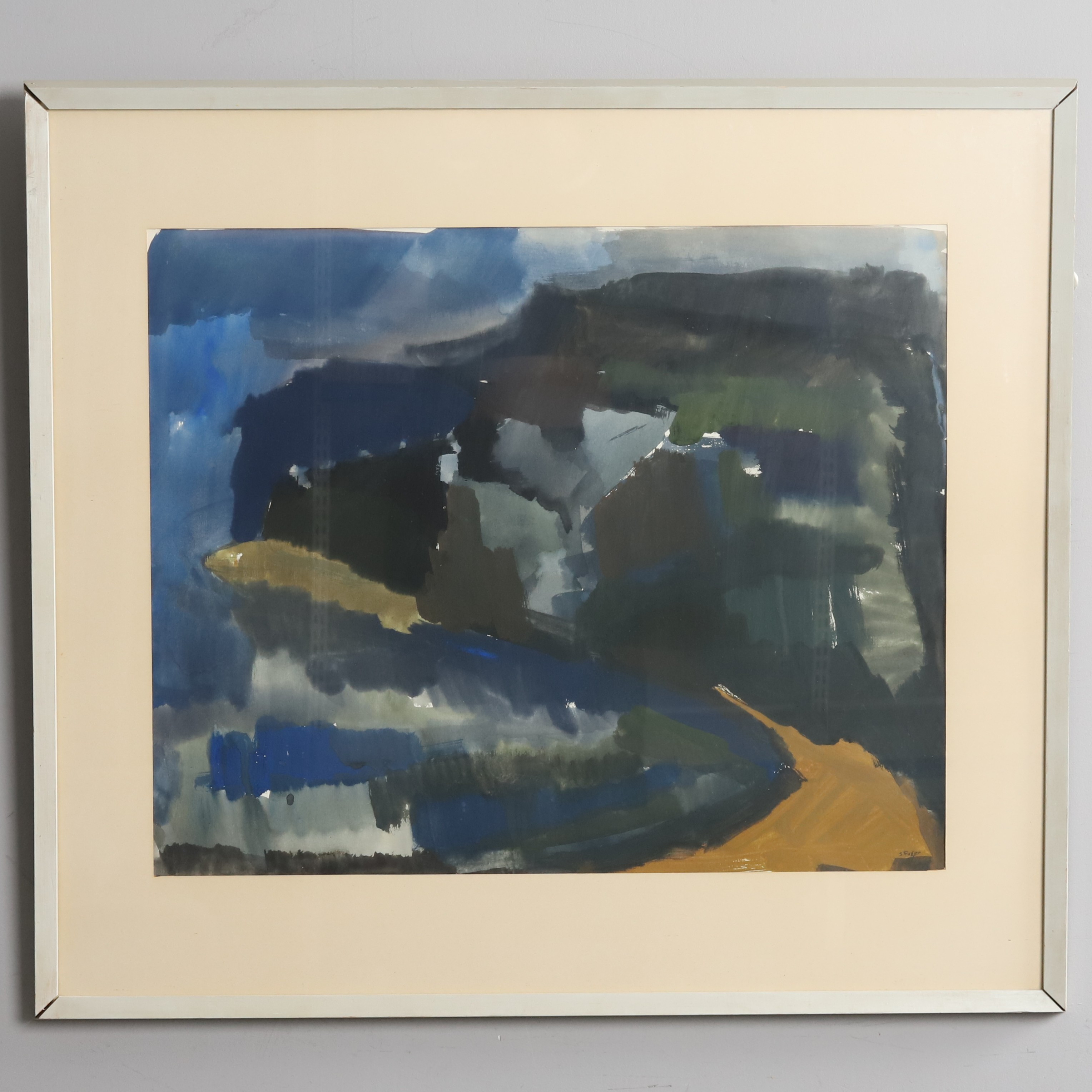 SIXTEN FAGER. Akvarell, "Klippa vid havet", signerad.