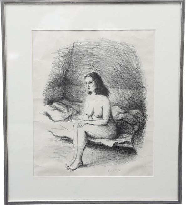 RYNO FRIEBERG. Litografi, naken kvinna, signerad och daterad 1946.