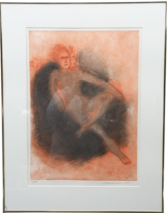 SUZANNE NESSIM. Färgetsning, motiv med figur, signerad, numrerad och daterad 1985.