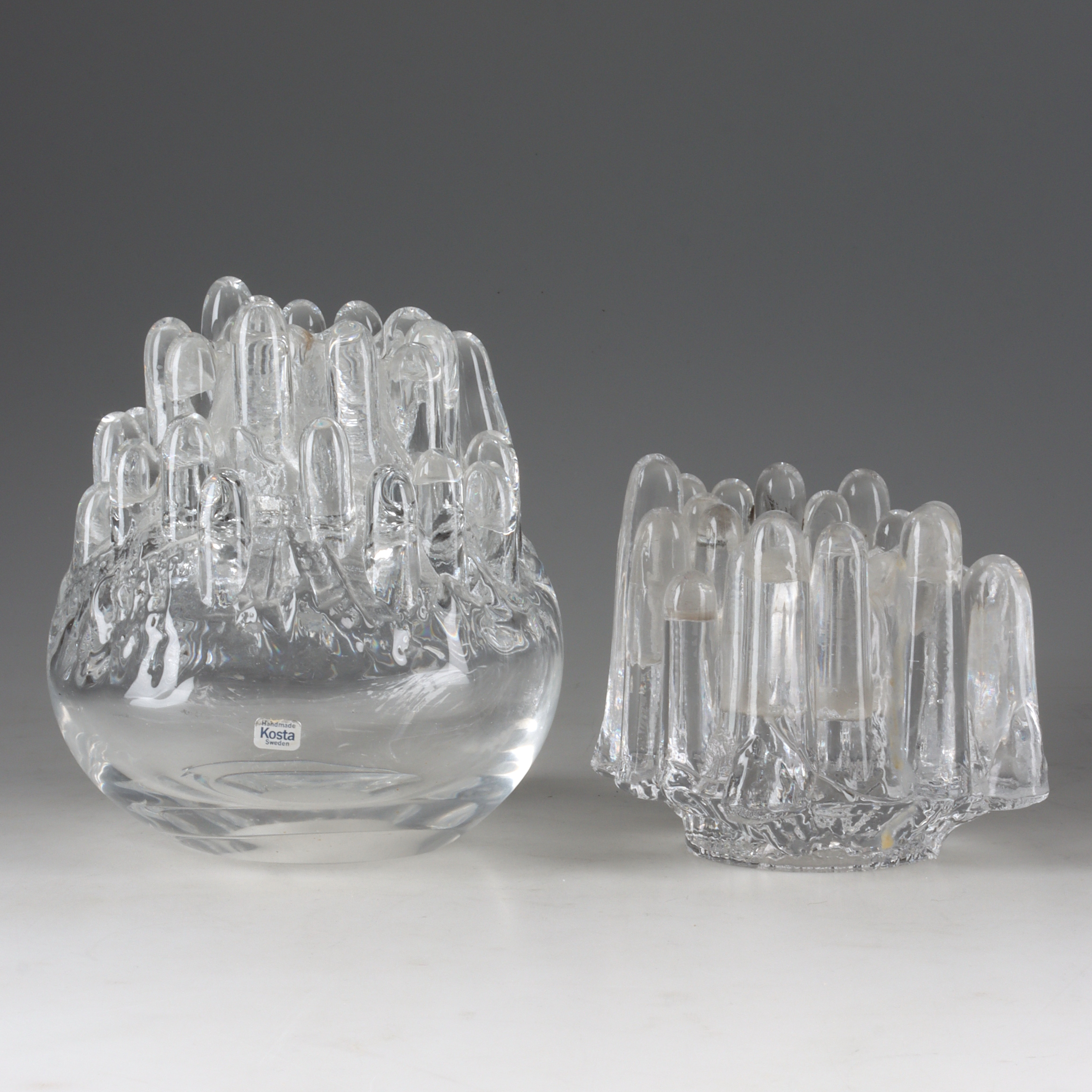 GÖRAN WÄRFF. Ljuslyktor, 2 st, "Polar", glas, Kosta.