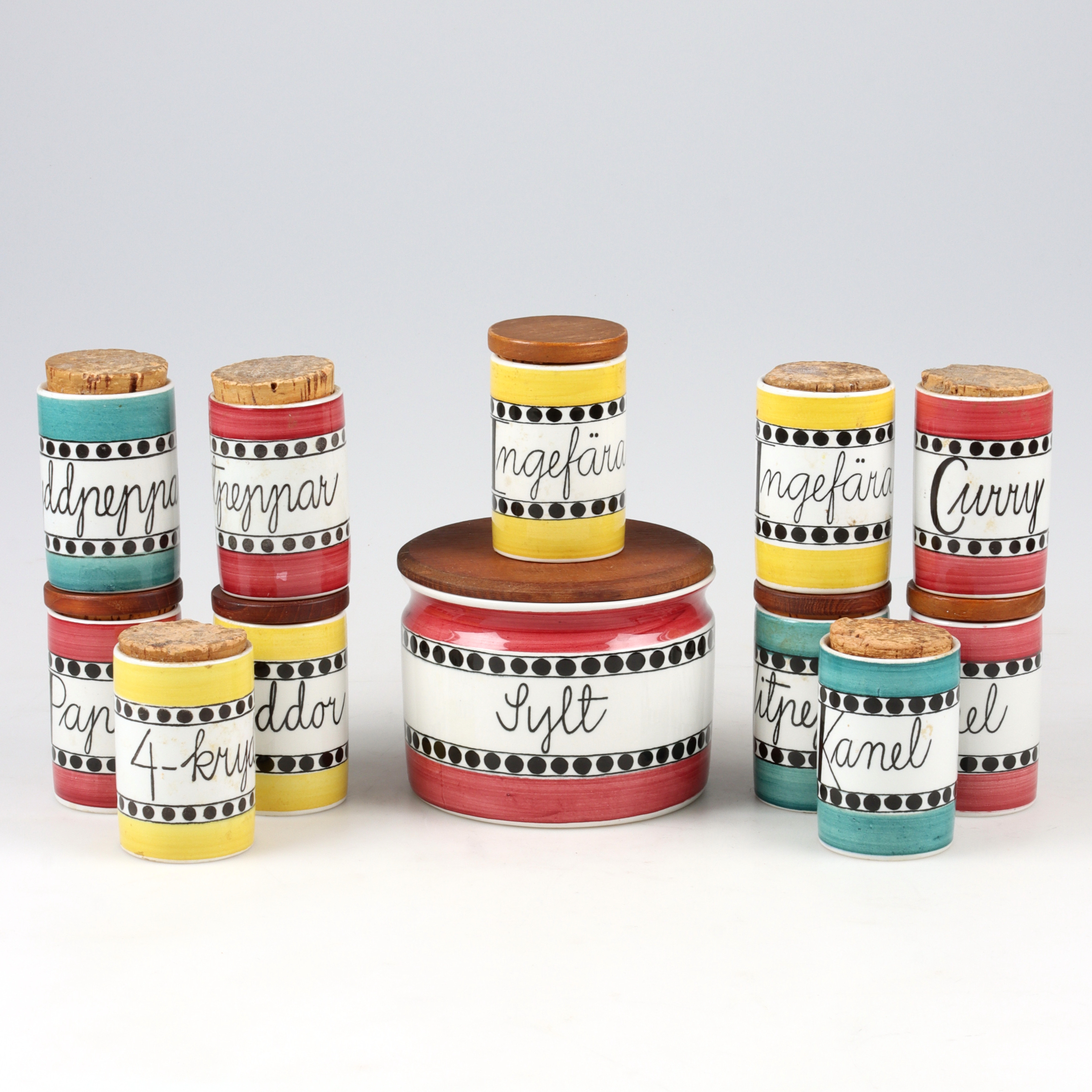 MARIANNE WESTMAN. Kryddburkar 12 st, porslin, "Arom", Rörstrand.