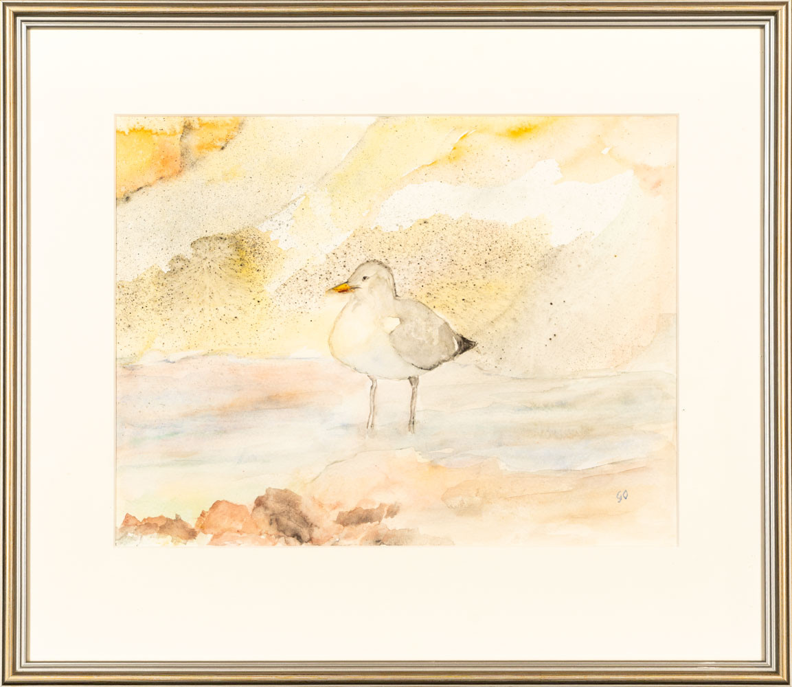 GUDRUN OLOFSSON. Akvarell, Fågelmotiv, Signerade.