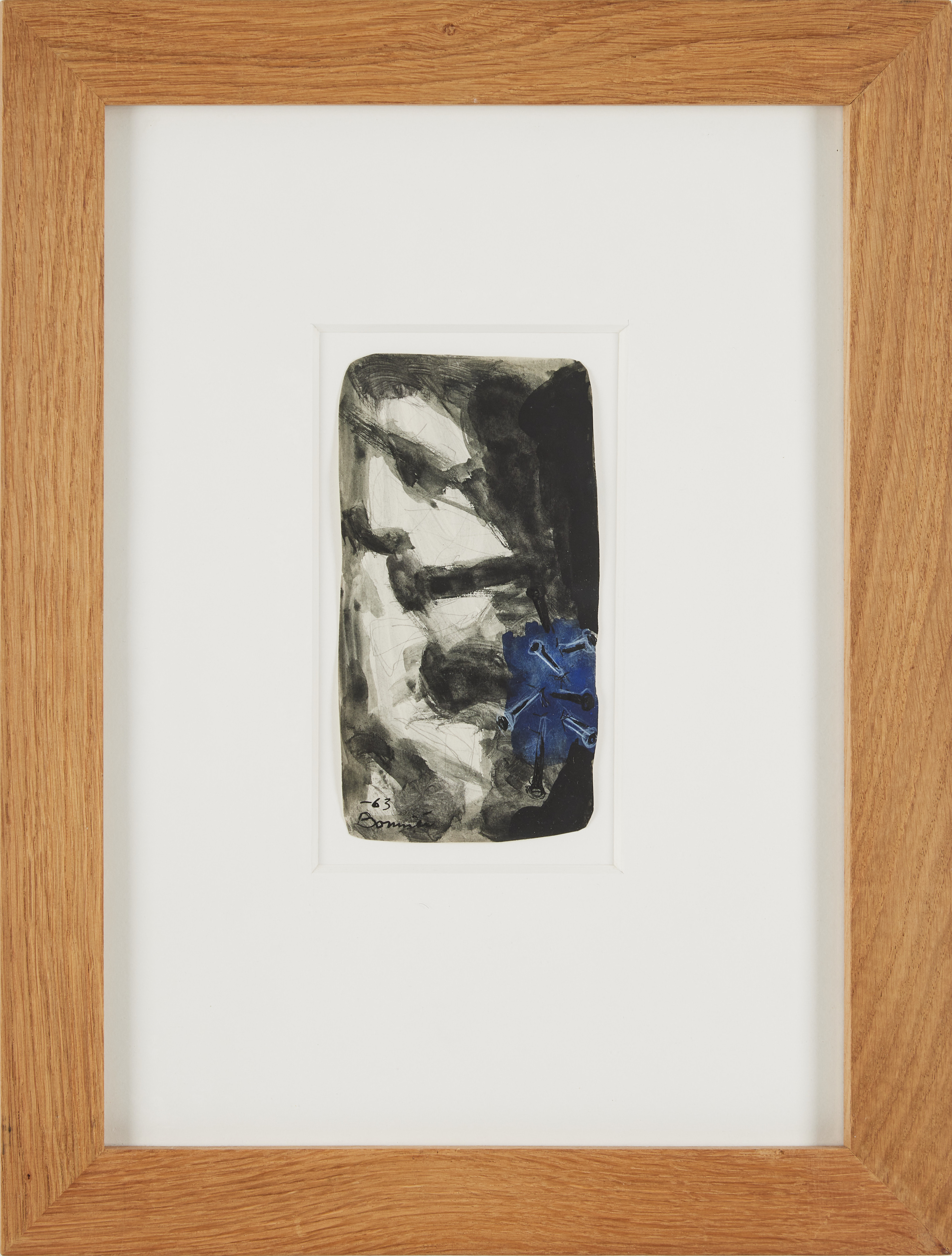 OLLE BONNIÉR. "Spikmembran", blandteknik på papper, signerad och daterad 1963.