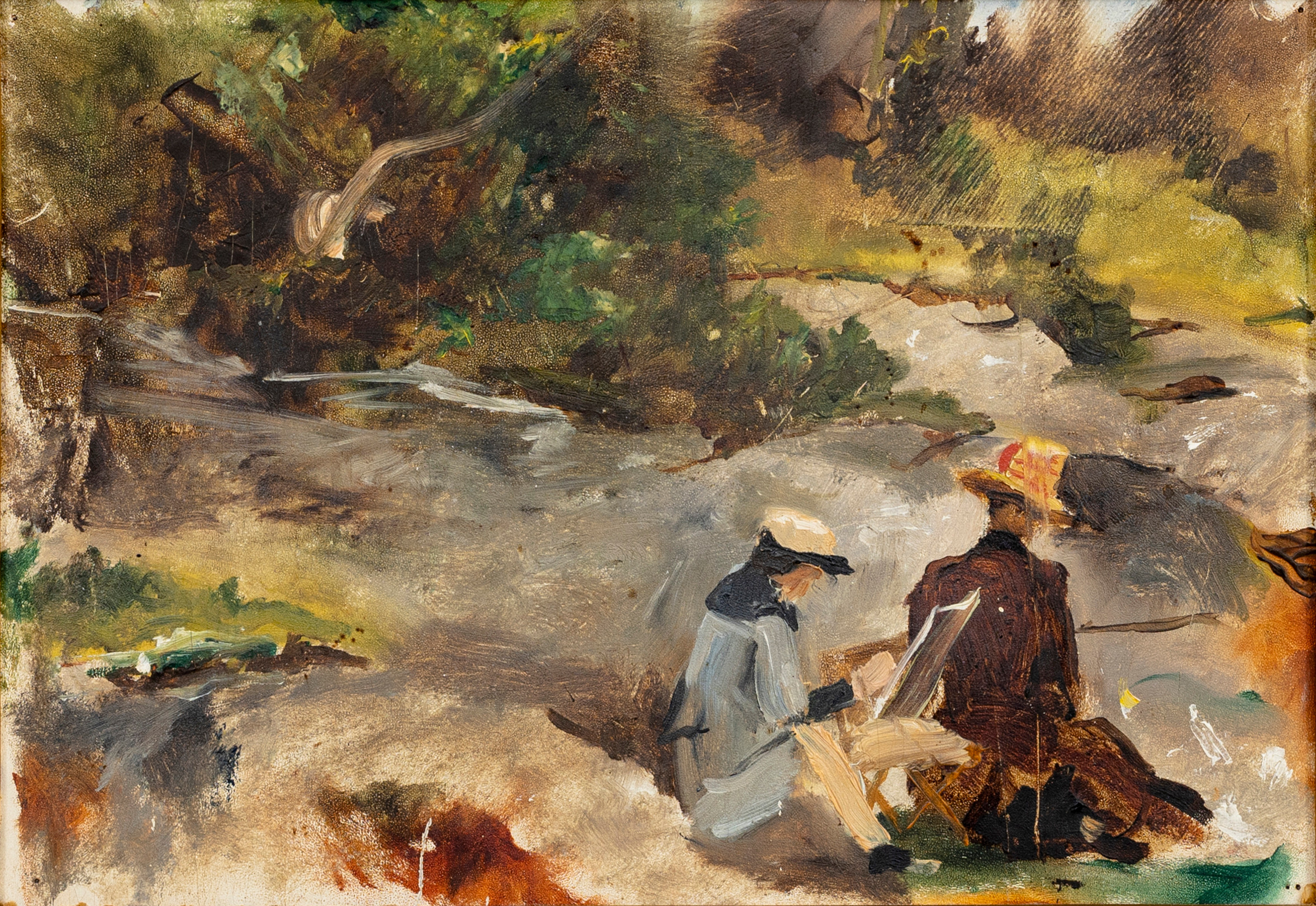 MINA CARLSON-BREDBERG. "På holmens nordsida", olja på pannå, osignerad.