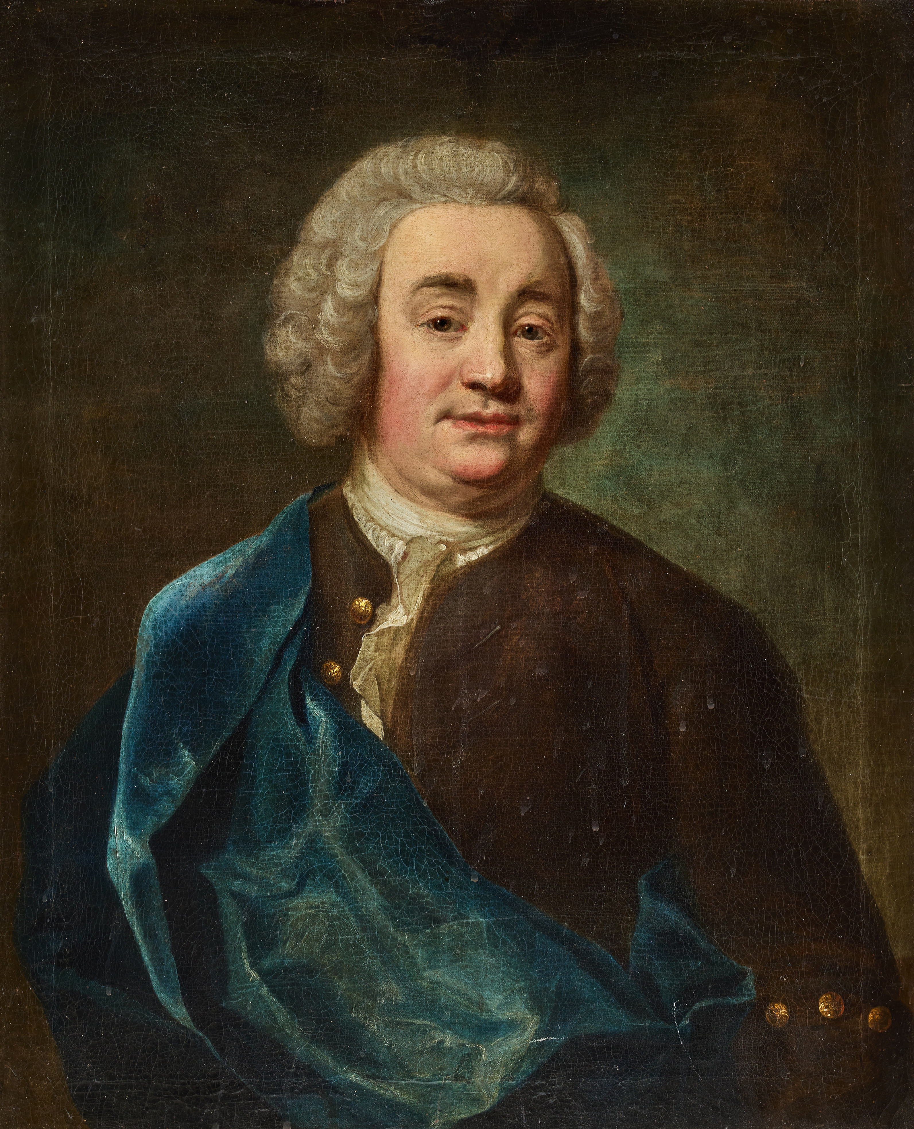 JOHAN HENRIK SCHEFFEL (1690-1781). Tillskriven. Porträtt möjligen föreställande Häradshövding Georg Monthan (1702-1736).