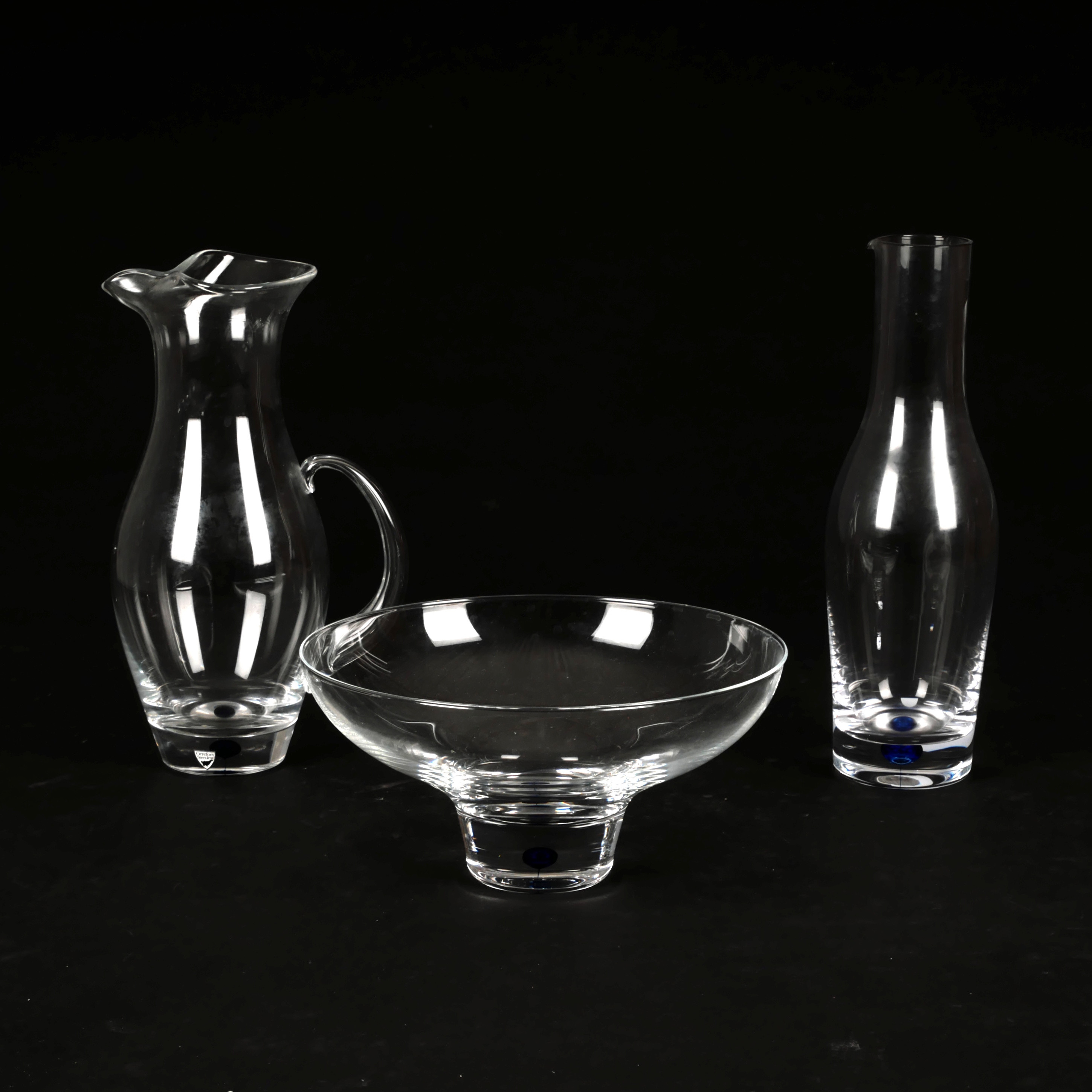 ERIKA LAGERBIELKE. Tillbringare, kanna och skål, "Intermezzo", Orrefors.