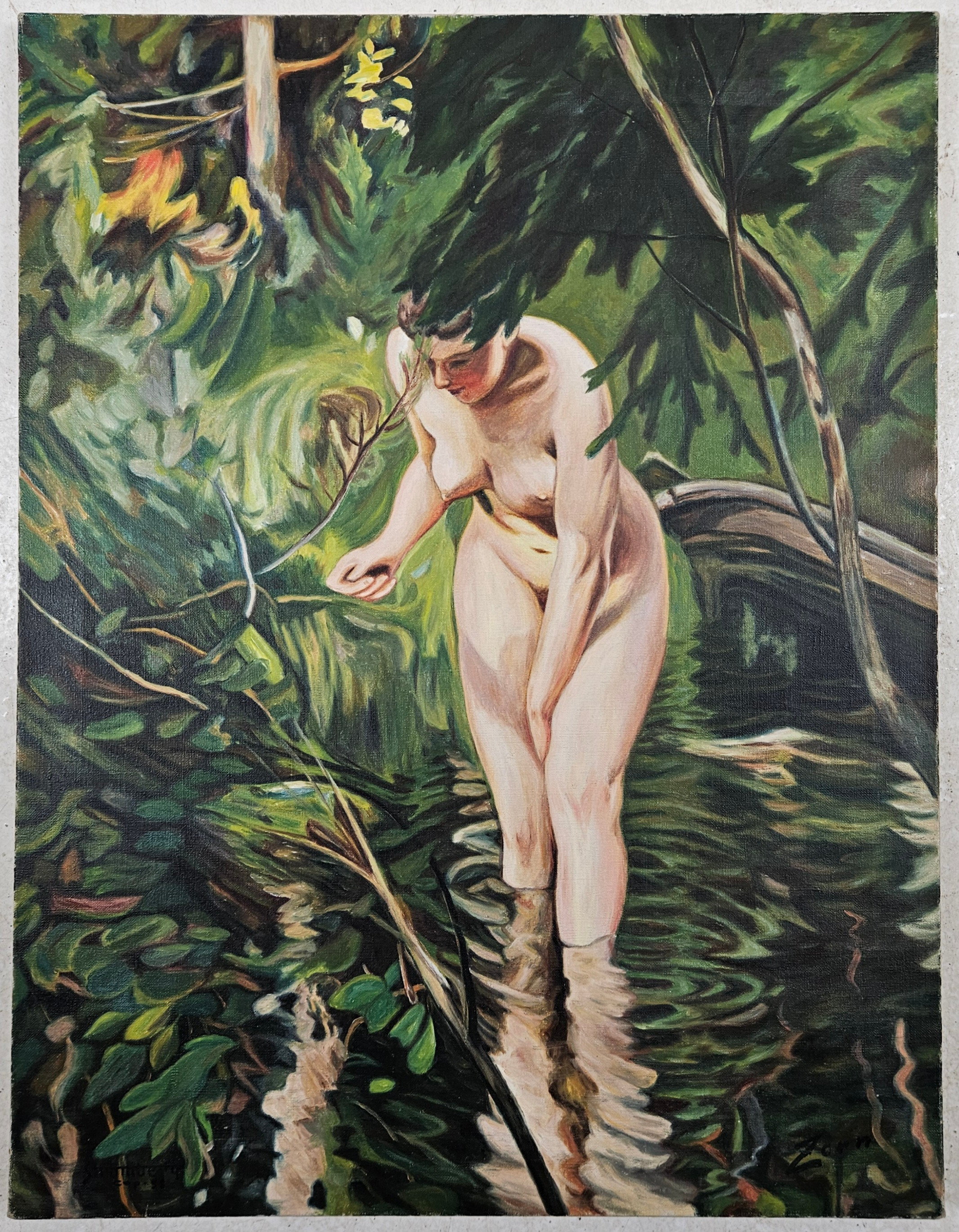 OIDENTIFIERAD KONSTNÄR. Olja på duk, kopia efter Anders Zorn, signerad Strömberg, otydligt daterad.