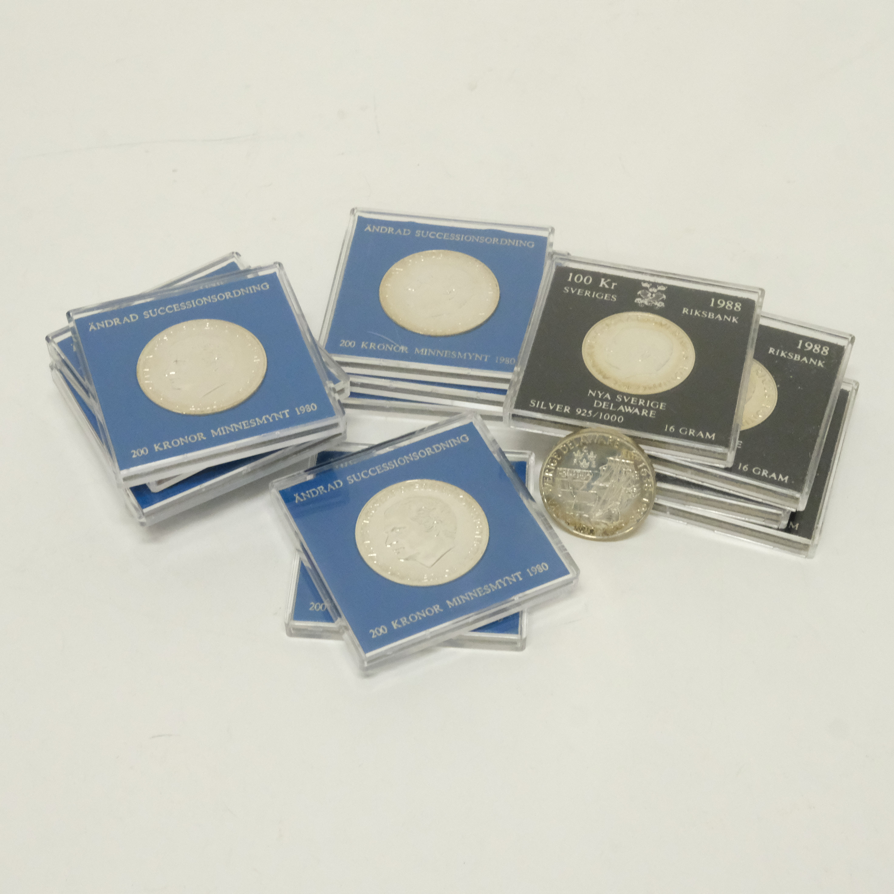 MINNESMYNT, SILVER, 100- OCH 200 KR, 15 STYCKEN.