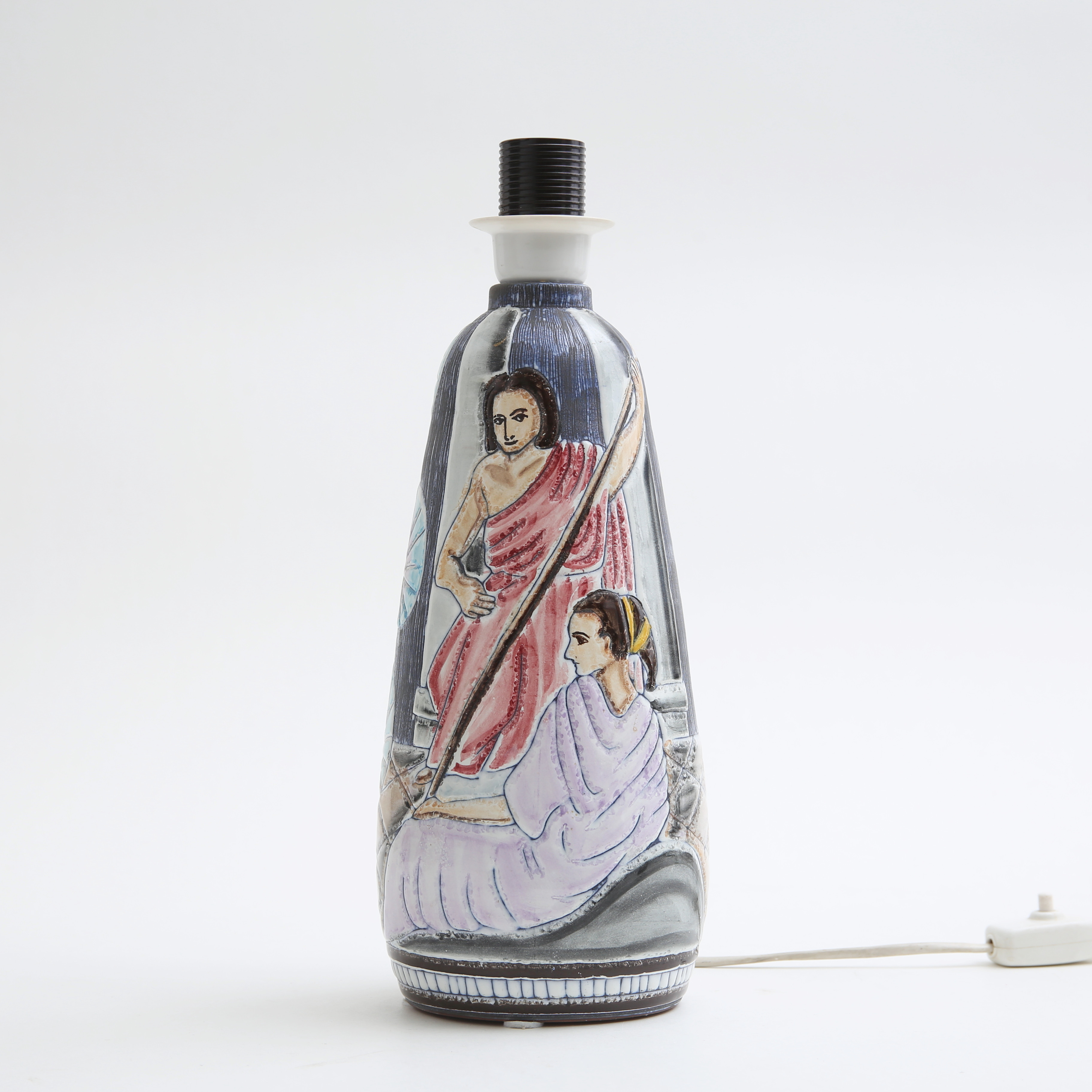 BORDSLAMPA, glaserat stengods, Alingsås.