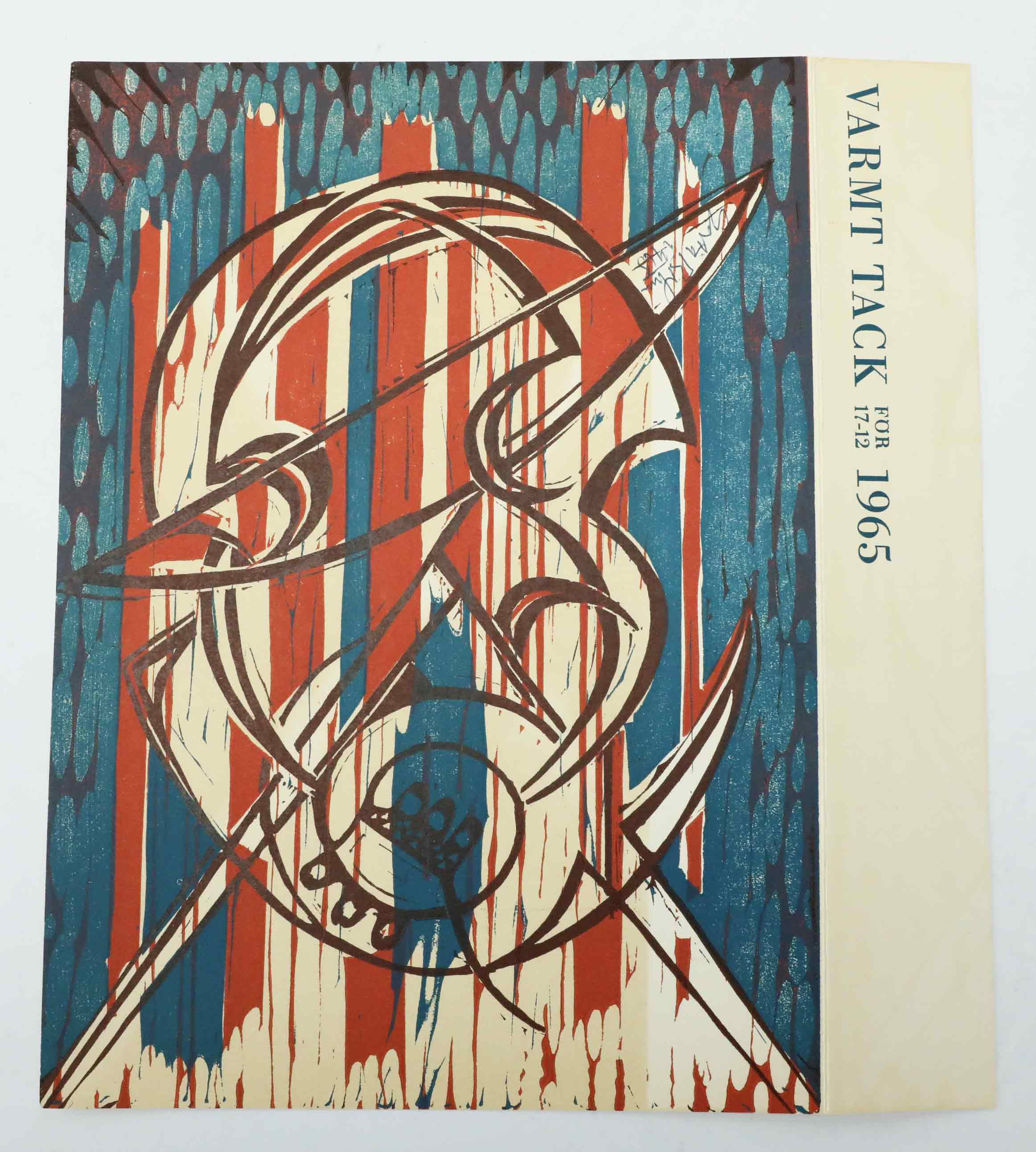 GÖSTA BOHM. linoleumsnitt, abstrakt motiv, signerad, daterad 1965.