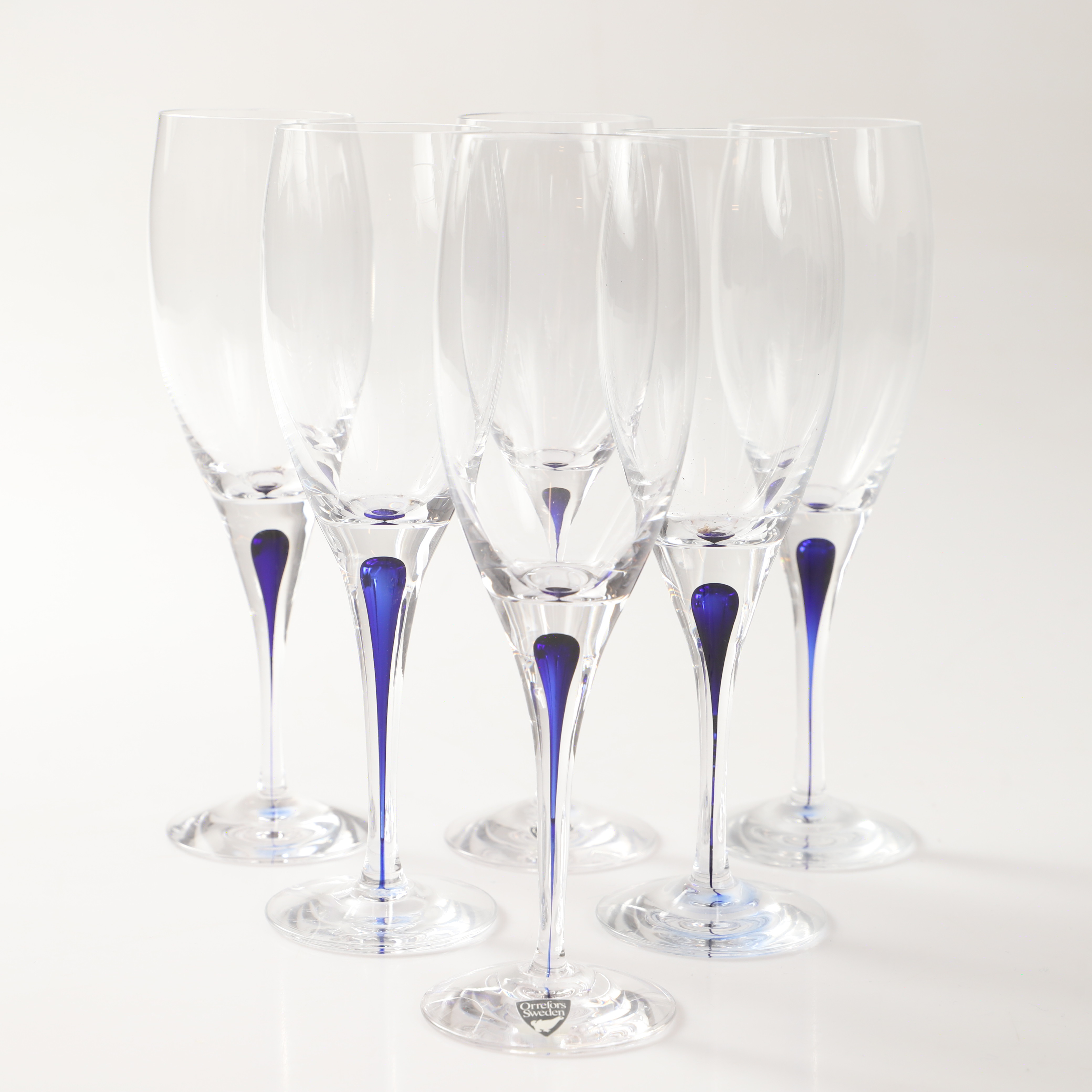 ERIKA LAGERBIELKE. Vitvinsglas, 6 stycken, "Intermezzo", glas, Orrefors.