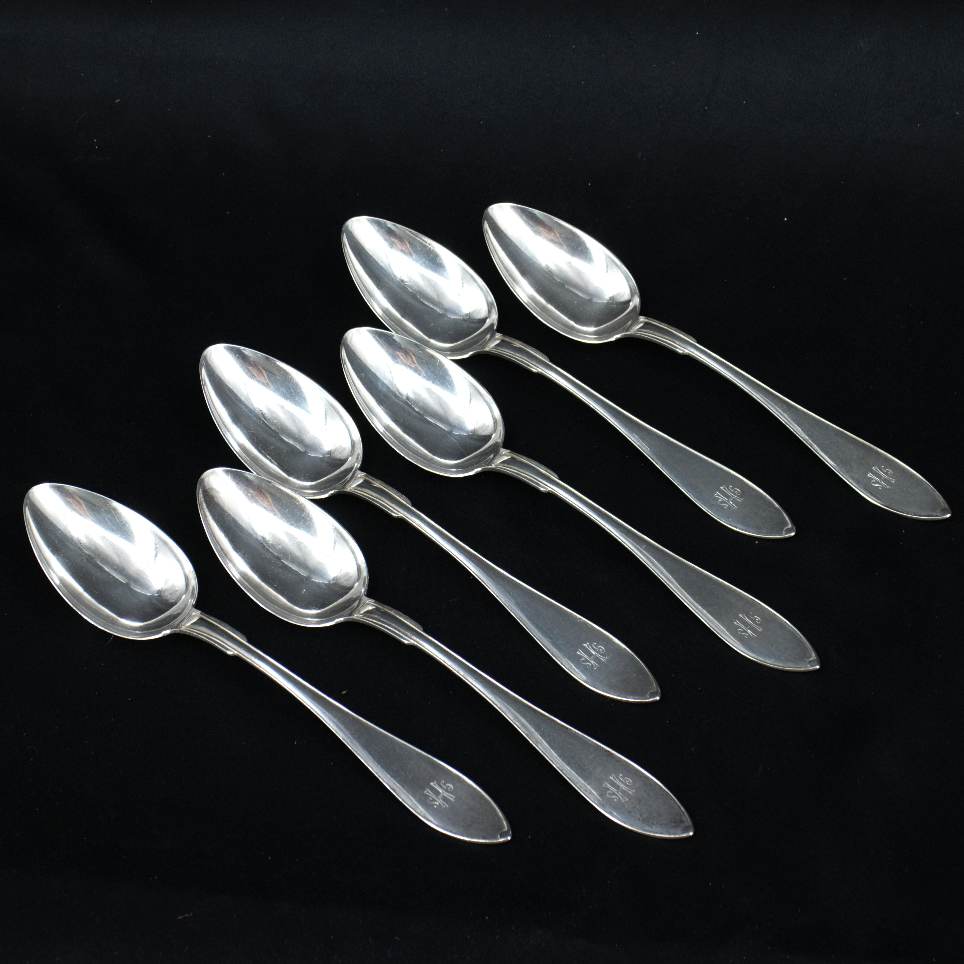 SKEDAR, 6 st. "Svensk spets", silver, monogram GHS, A G Dufva, Stockholm, 1921.