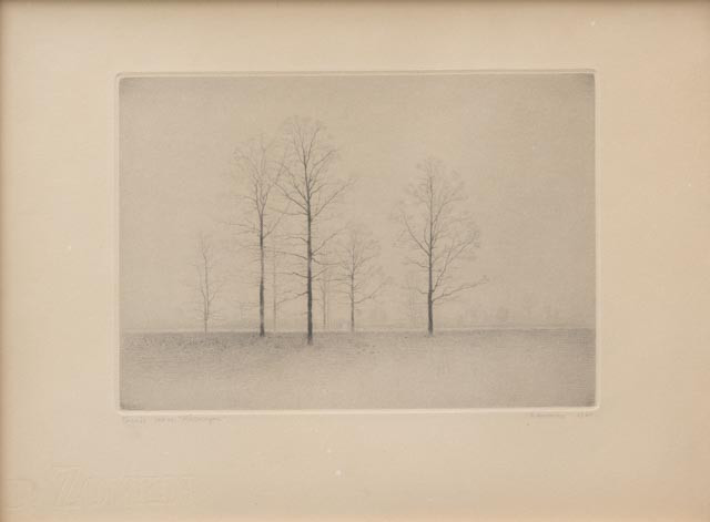 GUNNAR NORRMAN. "Höstmorgon", torrnål 100ex, signerad och daterad 1960.