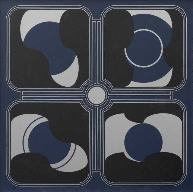 HOLGER BÄCKSTRÖM & BO LJUNGBERG (1939-2007). Komposition, serigrafi nr 3/8, signerad Beck & Jung och daterad 1974.