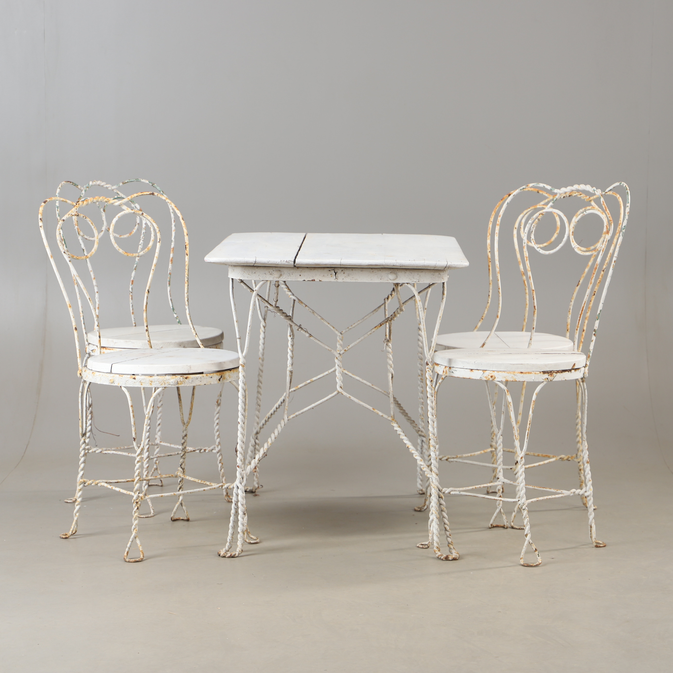 SITTGRUPP, 5 delar, metall och trä, 1900-talets mitt.