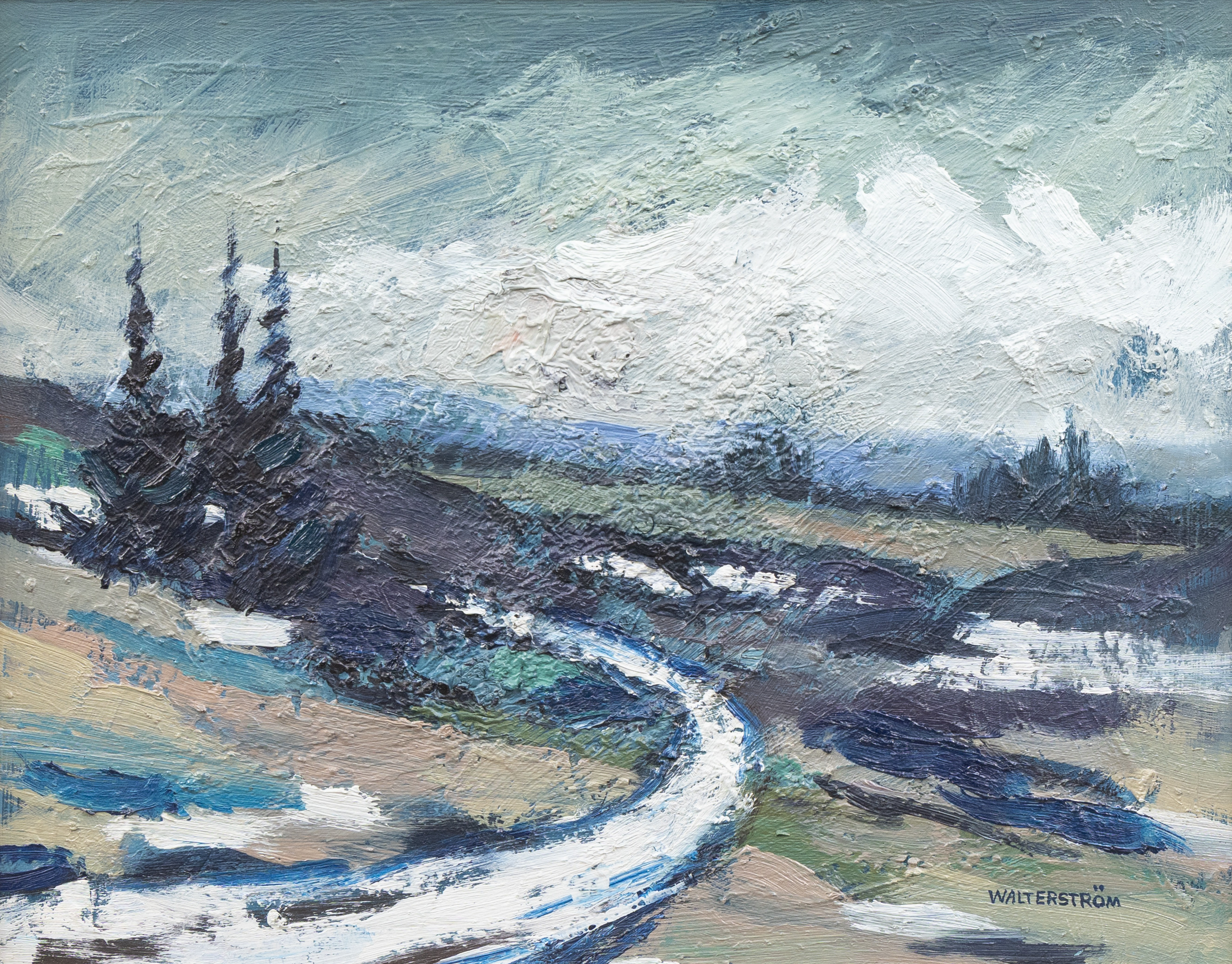 INGVAR WALTERSTRÖM (1920-1988). Skogslandskap, olja på pannå, signerad.