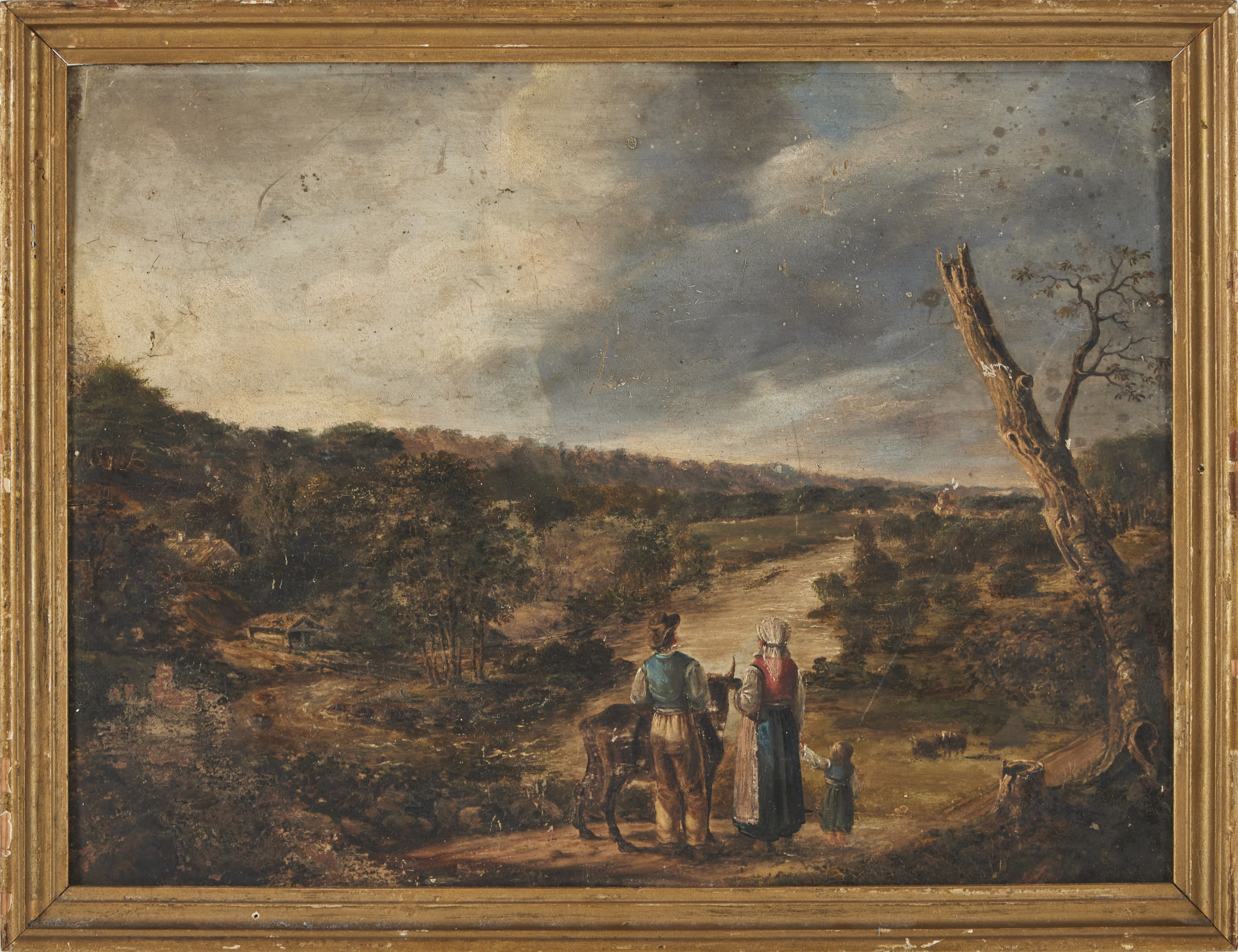 OIDENTIFIERAD KONSTNÄR. 1800-tal, landskap, olja på pannå, oisgnerad.