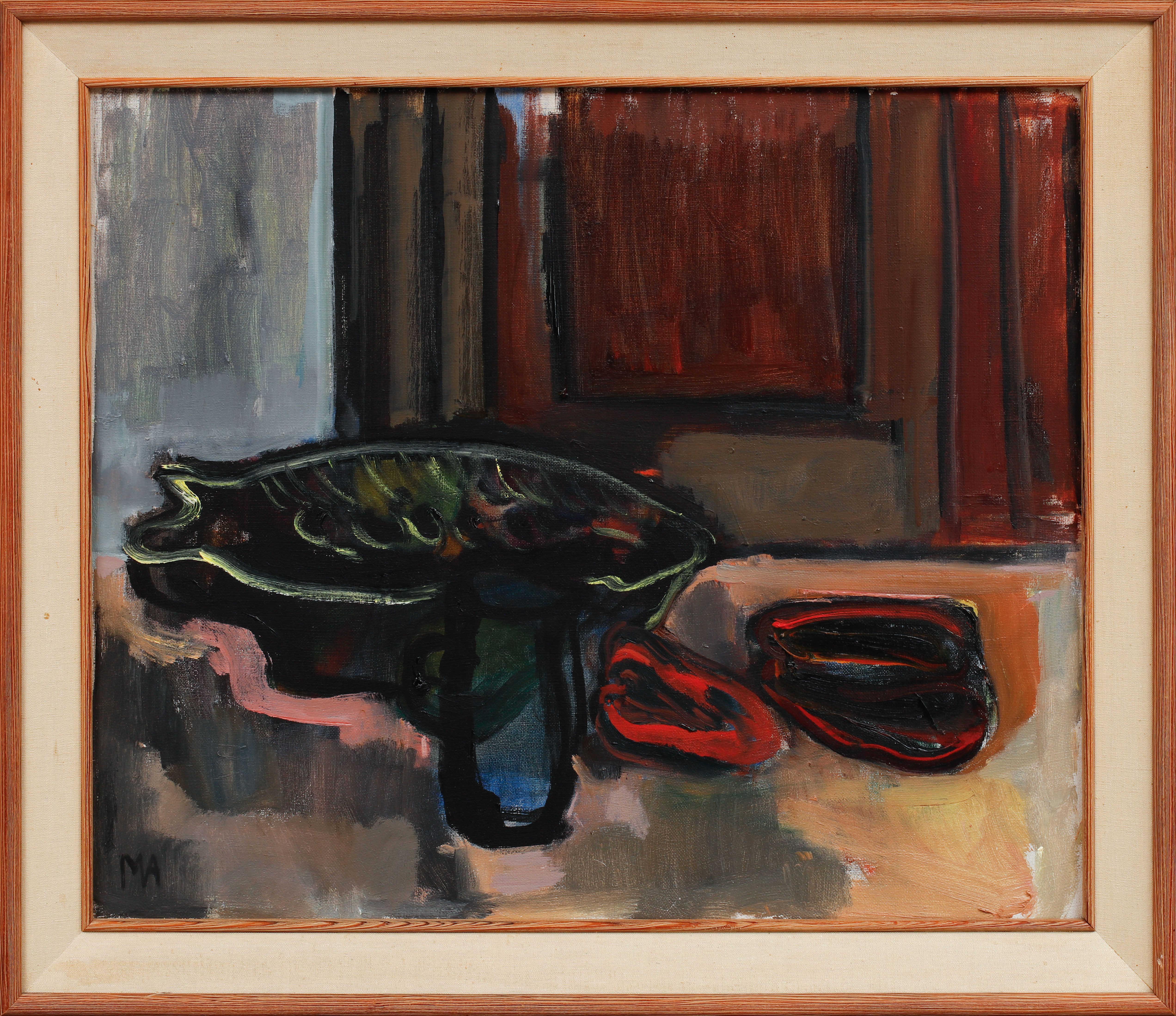 MAJ ARNELL. Stilleben, olja på duk, signerad, daterad 51 a tergo.