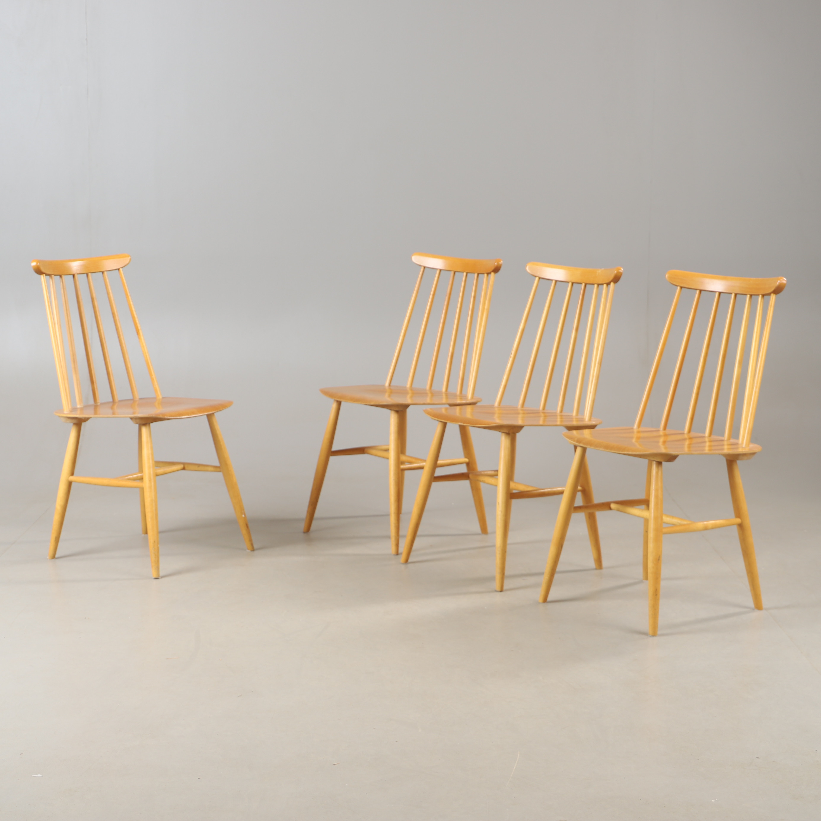 STOLAR, 4 stycken, "Fanett", teak och bok, Edsbyverken, 1900-talets mitt.