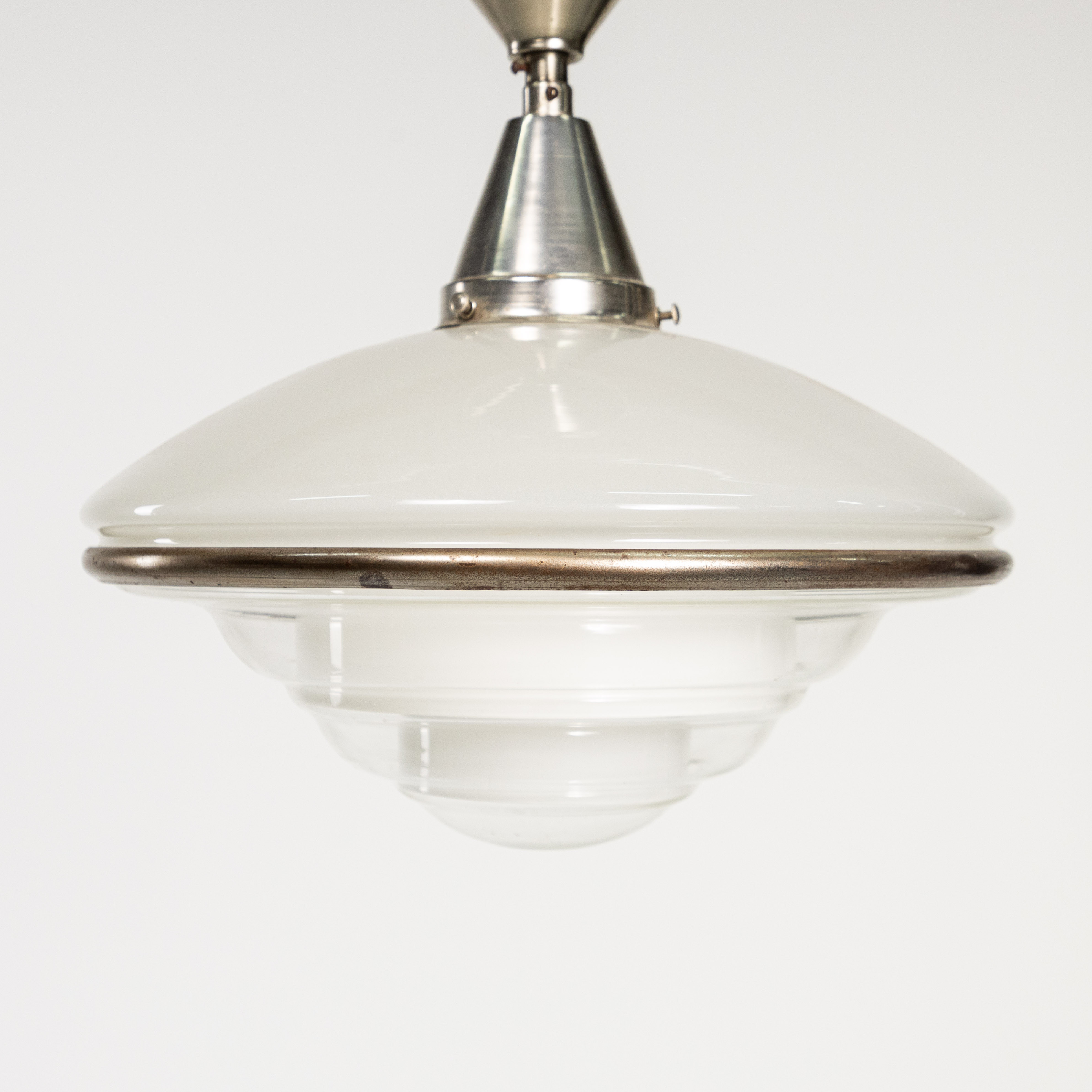 TAKLAMPA, funkis, glas/metall, 40-tal, Ø 35 cm.