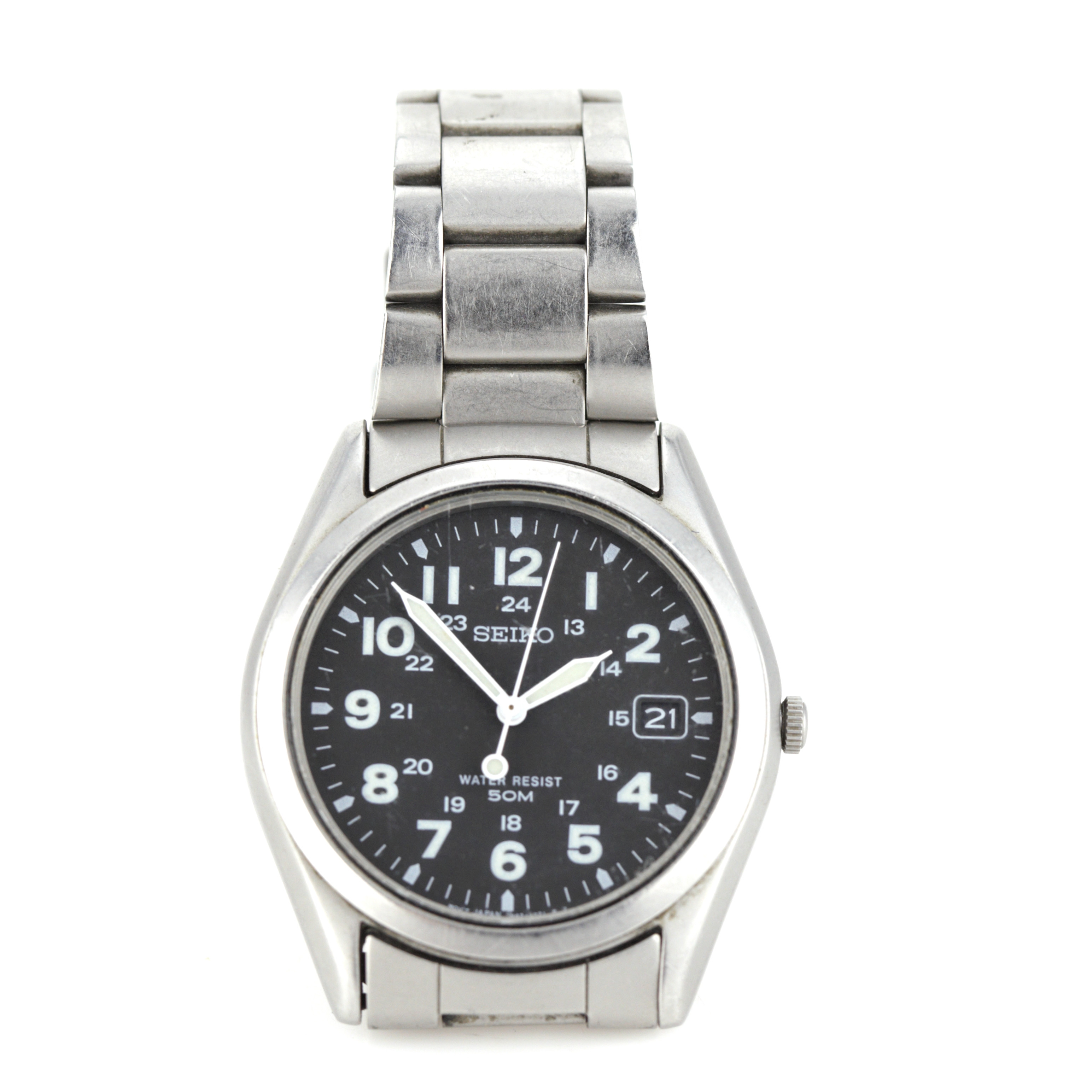 SEIKO. Armbandsur, "Military Dial, Field Watch", stål, quartz, tillverkningsår 1997, Japan.