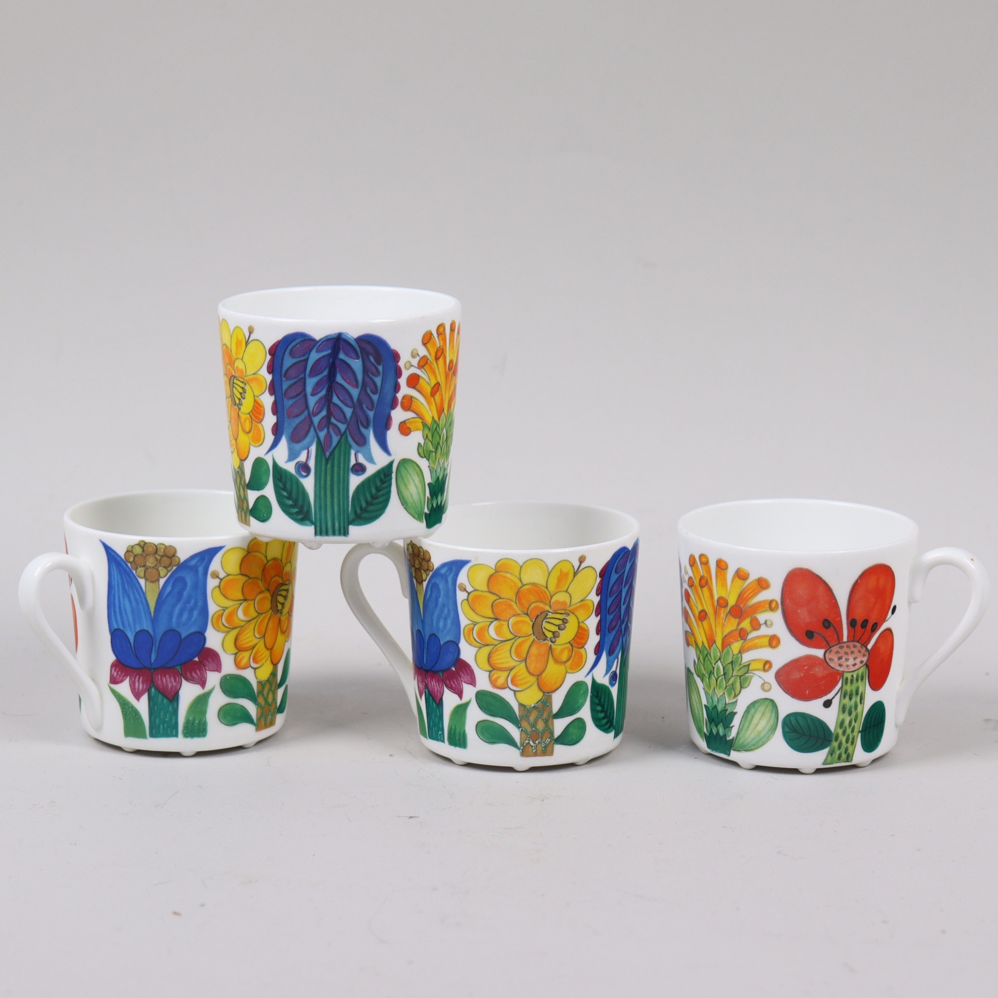 STIG LINDBERG. "Tahiti", Gustavsberg, kaffekoppar, 4 st.