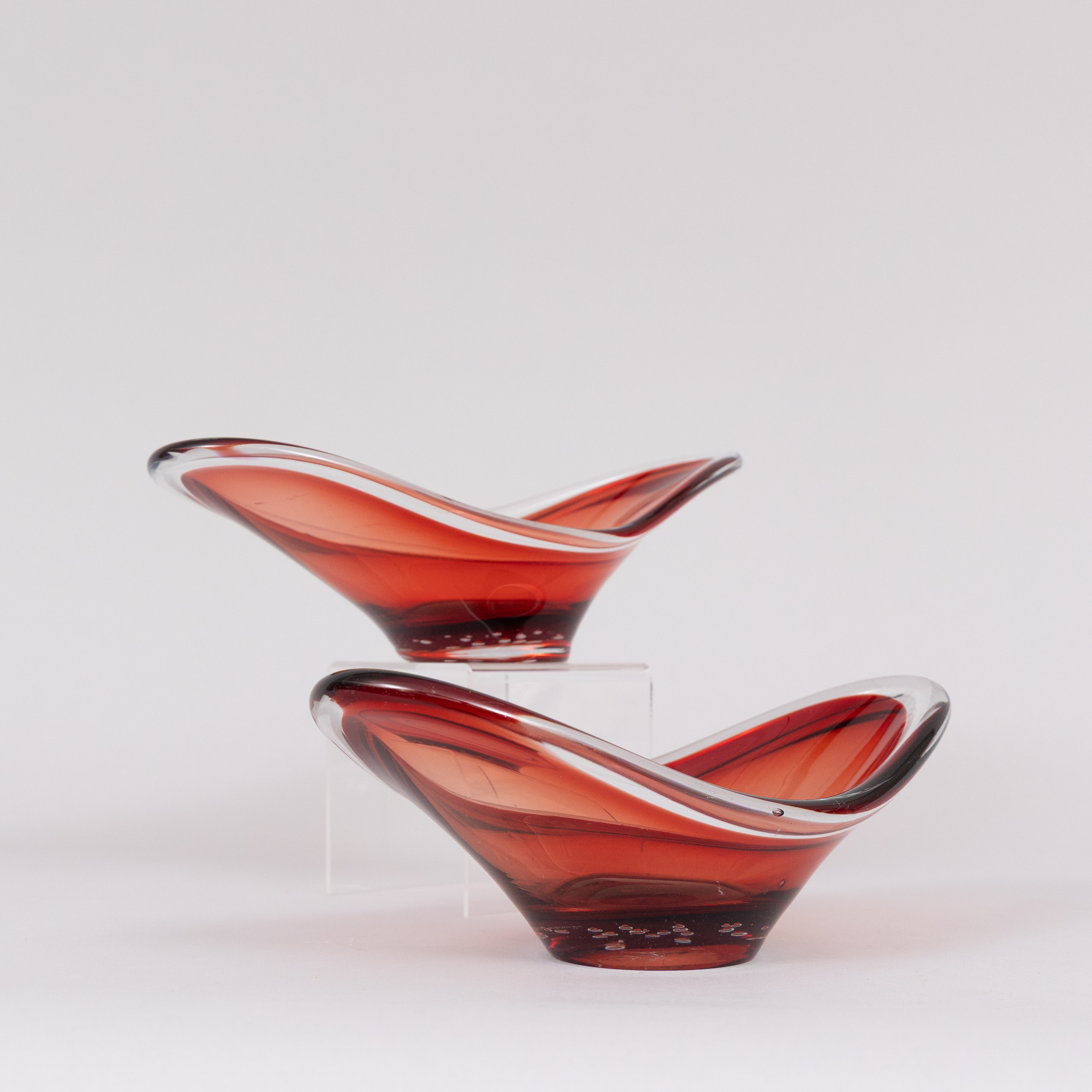 SKÅLAR, 2 st, underfångsglas, Sverige 1900-talets andra hälft.