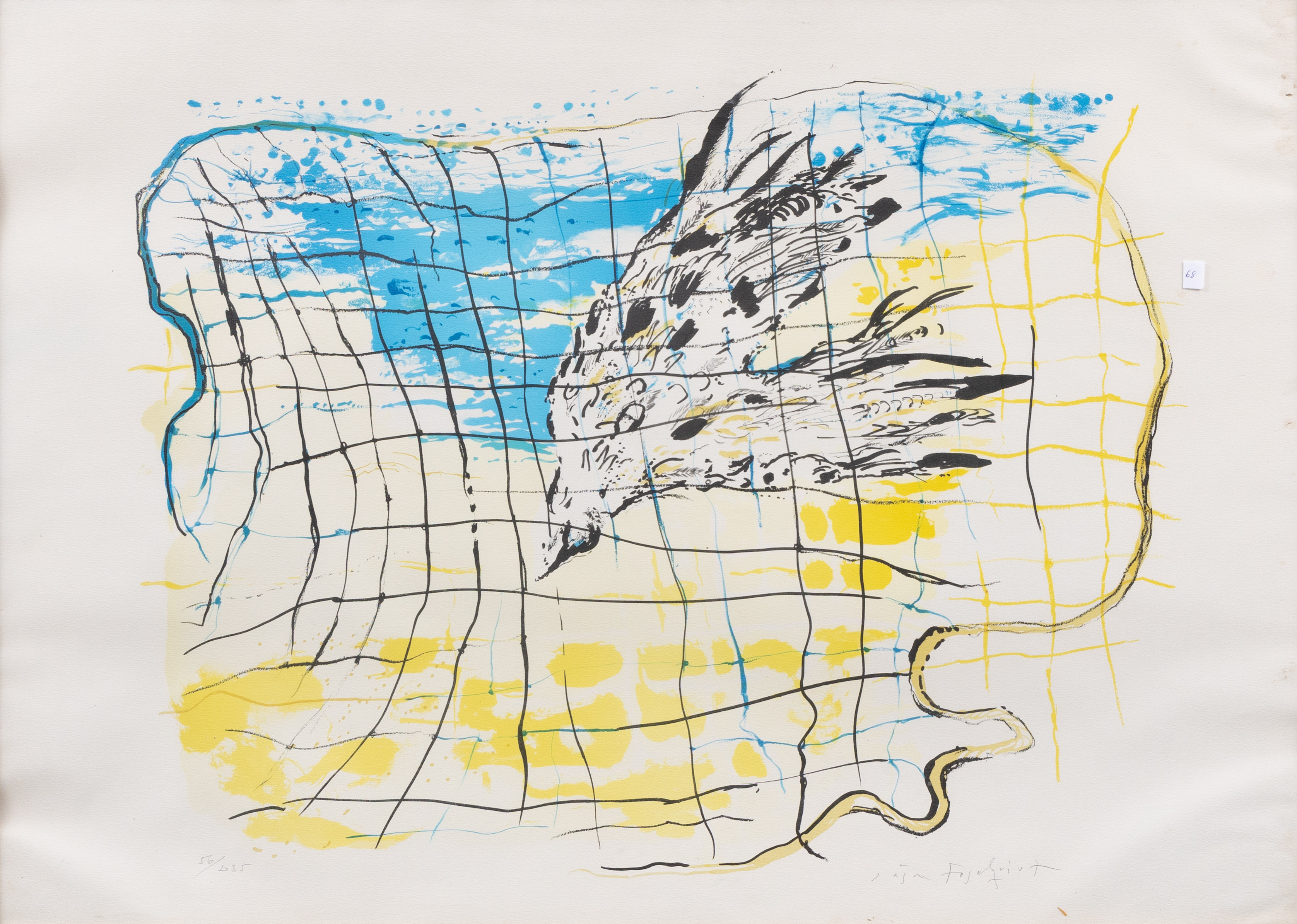 JÖRGEN FOGELQUIST. Komposition, litografi nr 56/235.signerad.