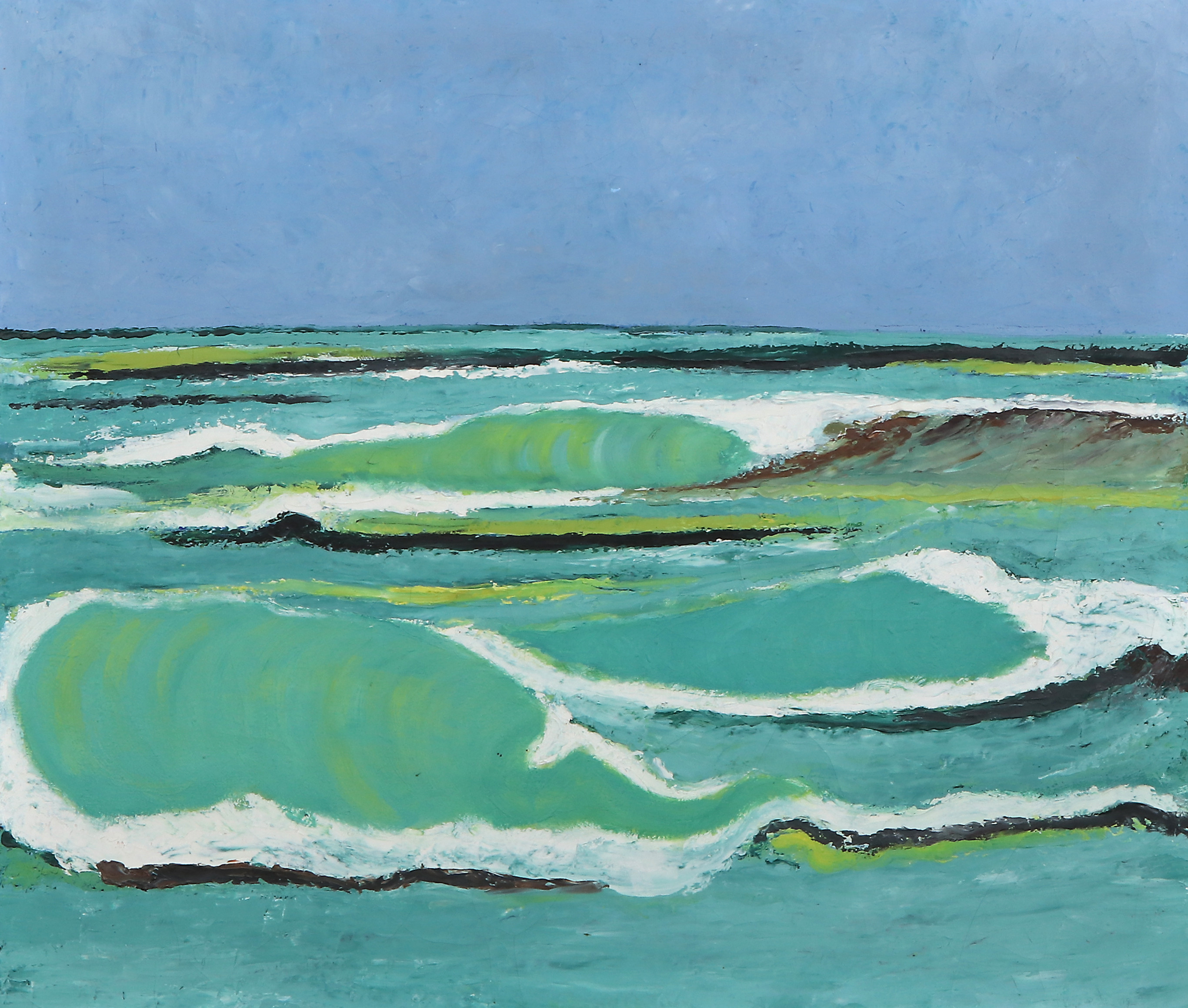 FINN VAGN POULSEN. Oljemålning på duk. Havsmotiv. Signerad.