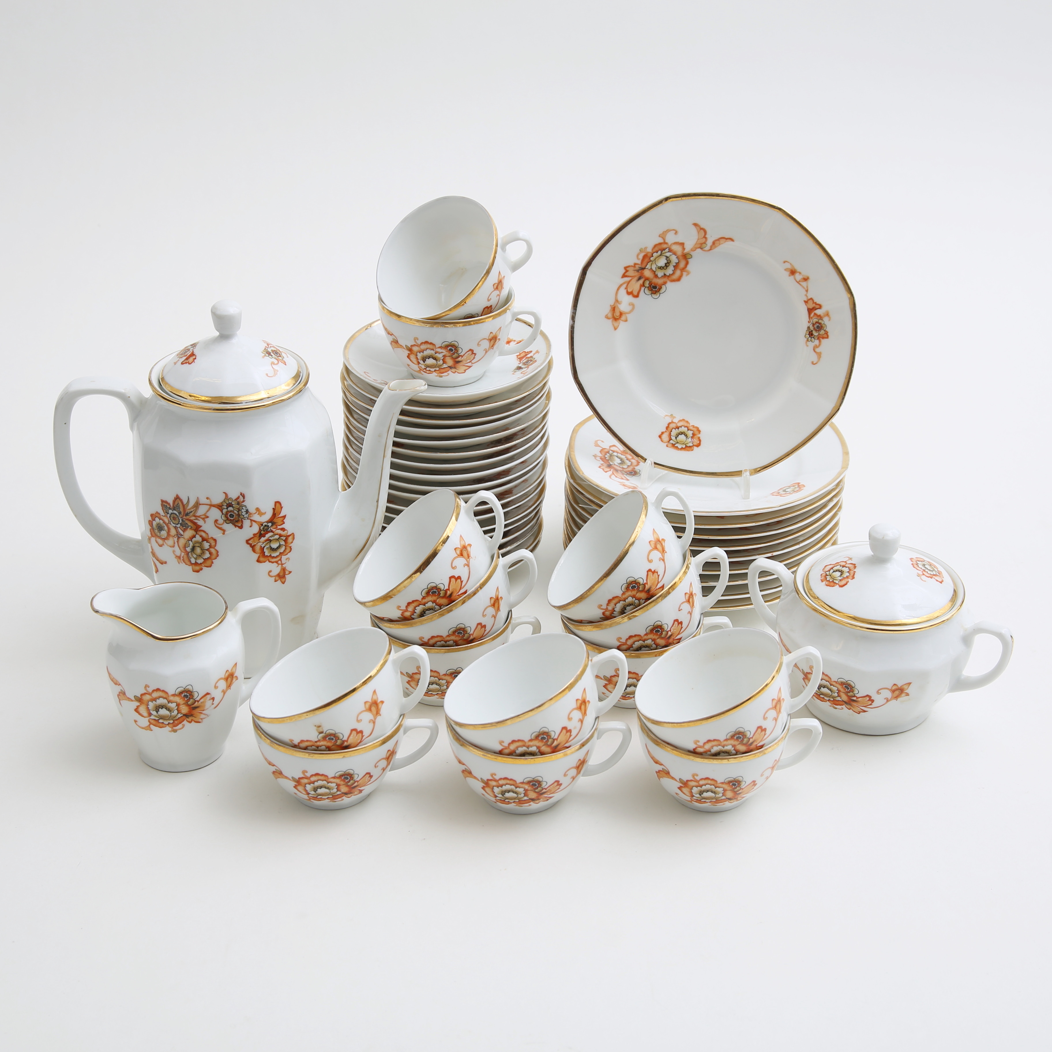 KAFFESERVIS, 43 delar, porslion, ALP Lidköping.