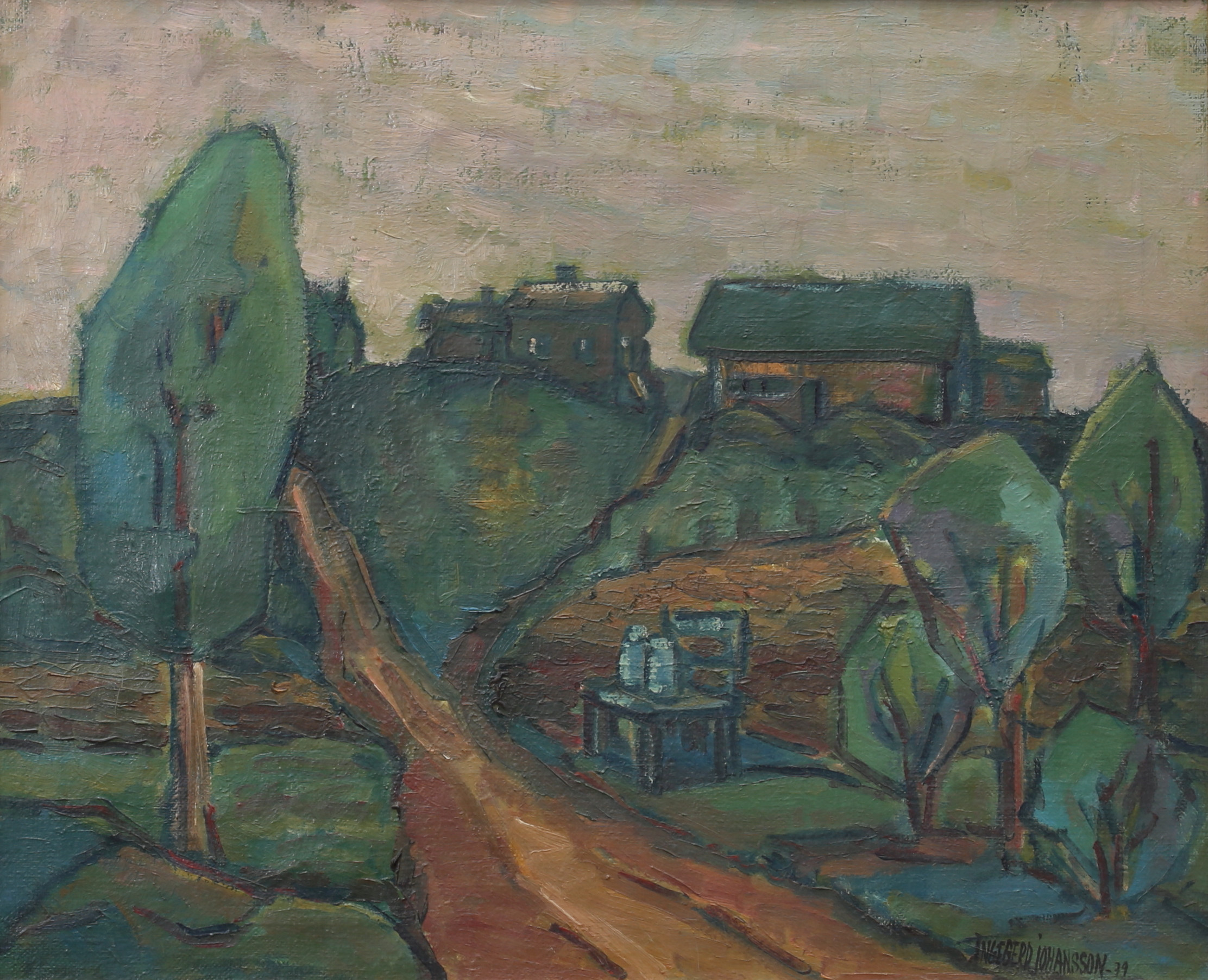 INGEGERD JOHANSSON. (Vetlanda) Landskap, olja på duk, signerad, daterad 79.