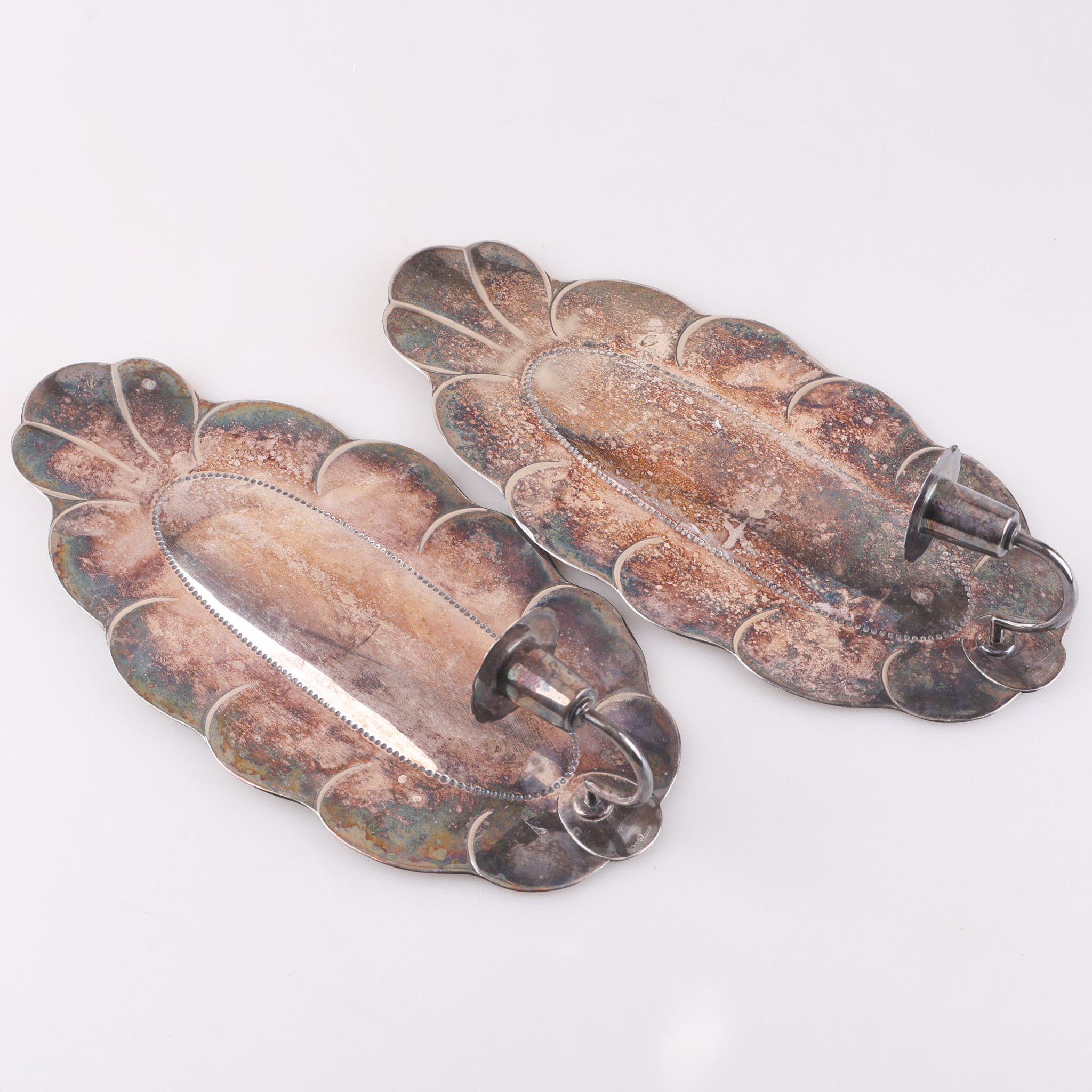 VÄGGLAMPETTER, ett par, nysilver, GAB, 1920-tal, Art Déco.