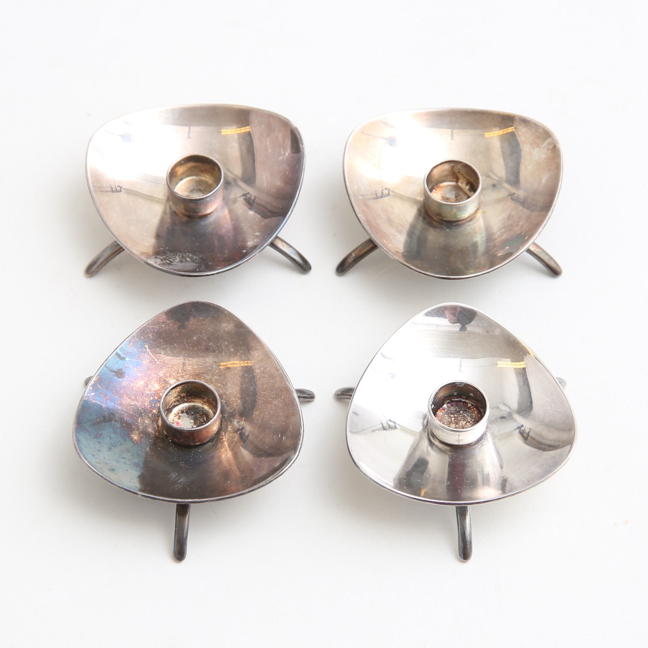 CARL M COHR. Ljusstakar, 4 st, nysilver, Danmark.