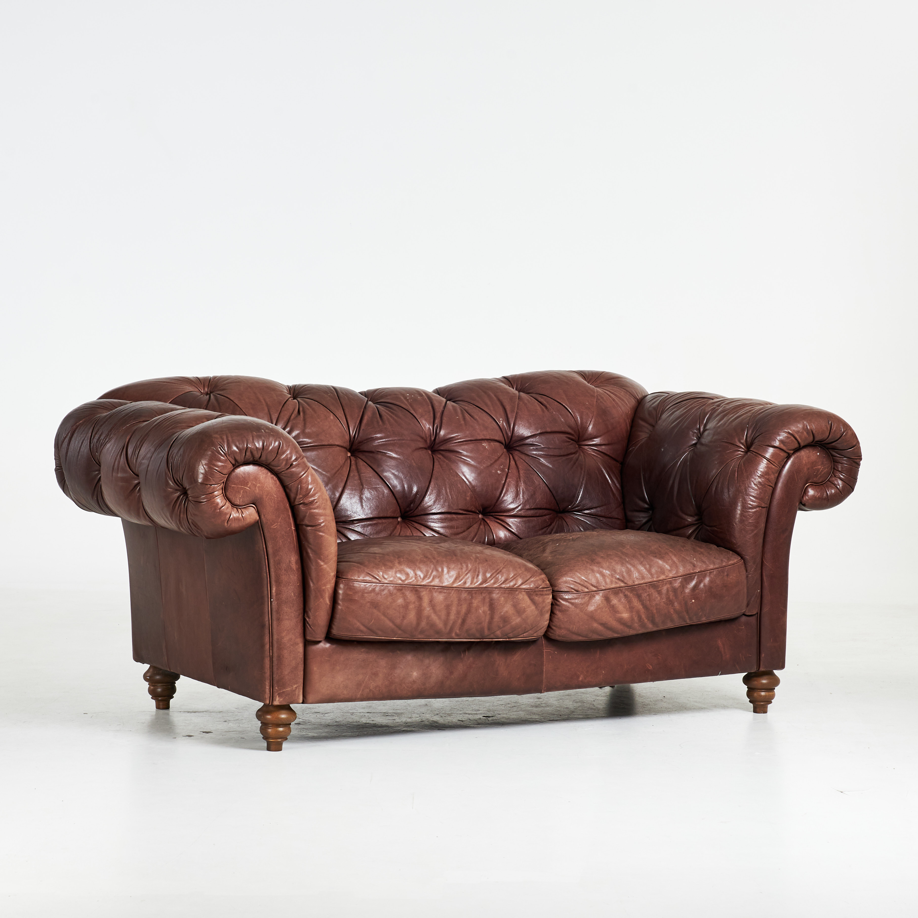 SOFFA, skinn, djuphäftad, brickmärkta Natuzzi, Italien, 1900/2000-tal.