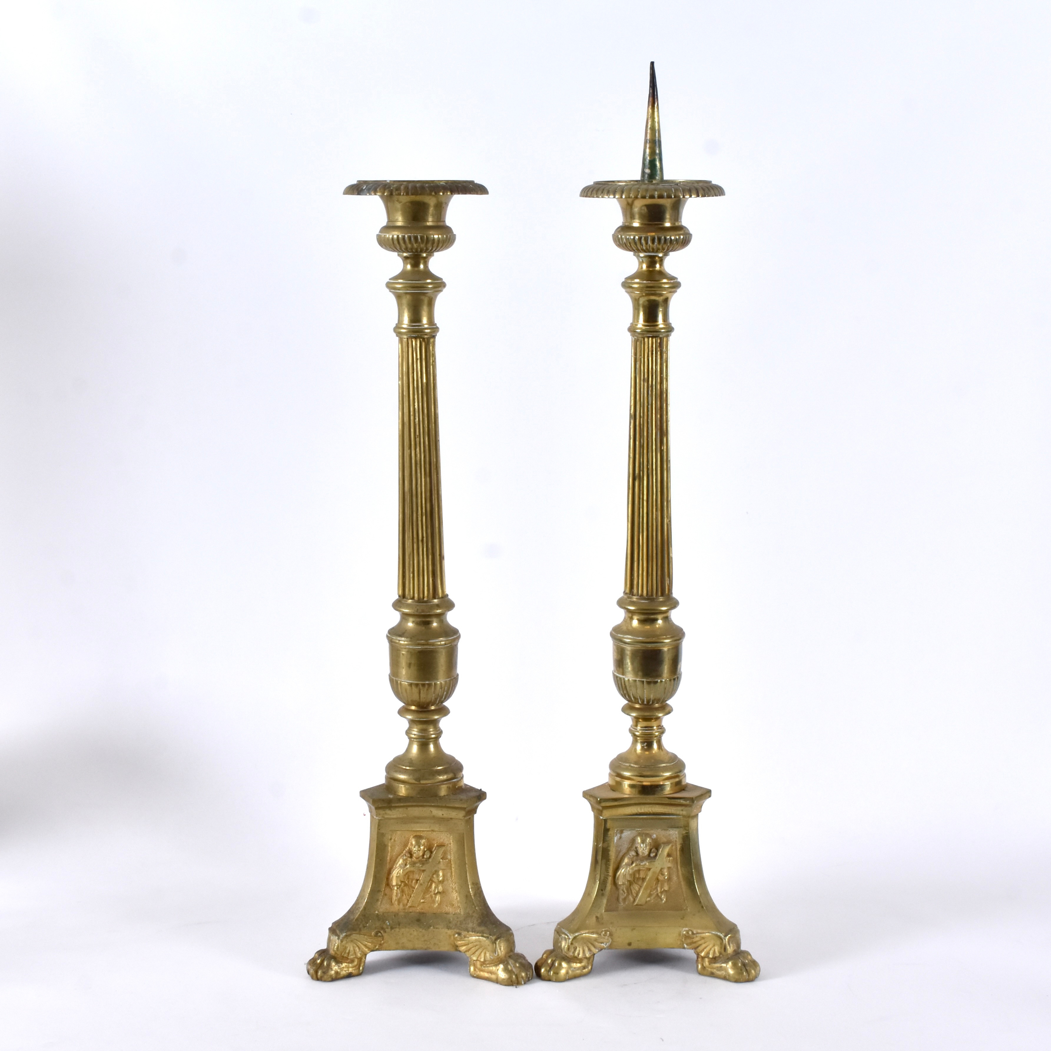 GOLVVAXLJUSSTAKAR, 1 par, mässing, barockstil, 1900-tal.