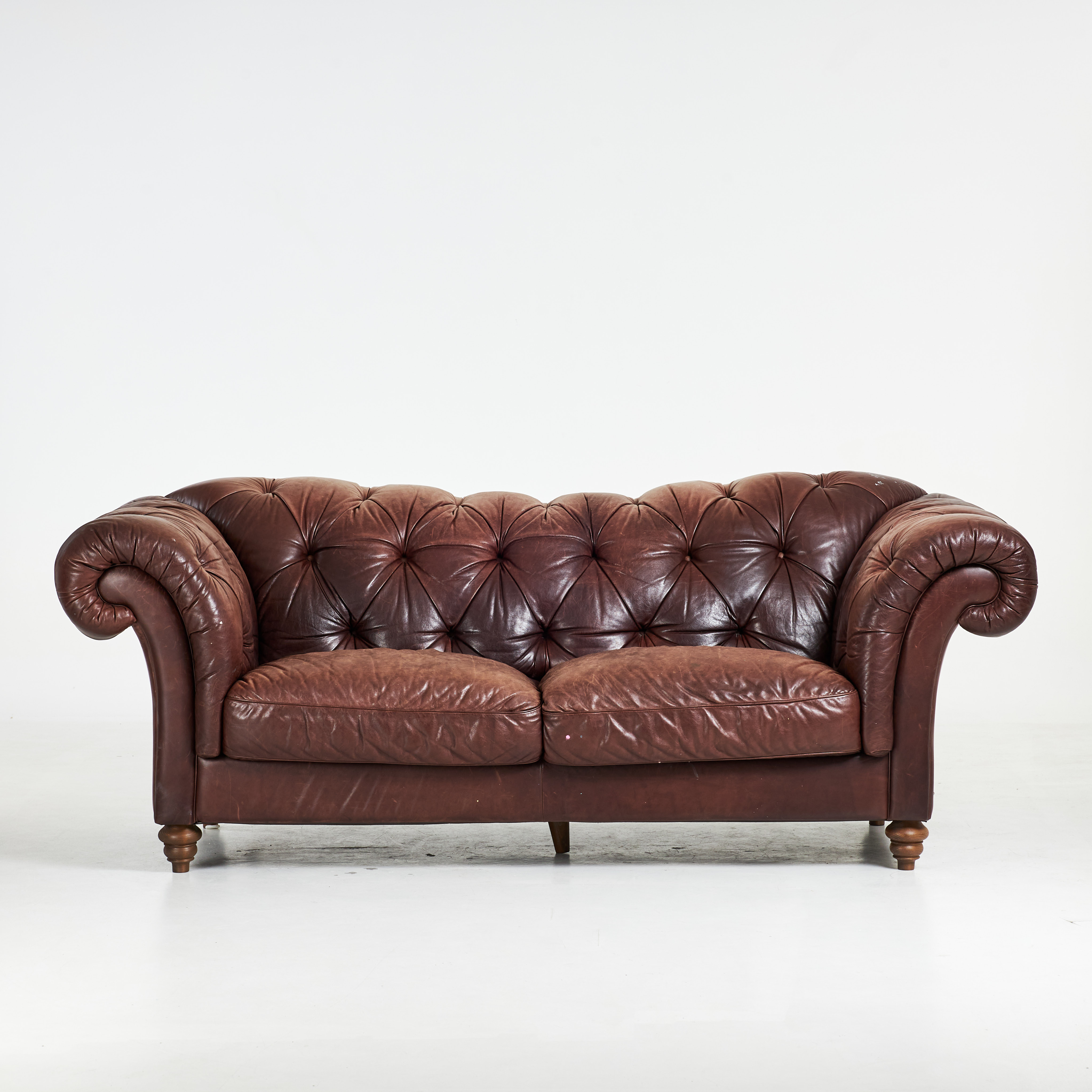 SOFFA, skinn, djuphäftad, brickmärkta Natuzzi, Italien, 1900/2000-tal.