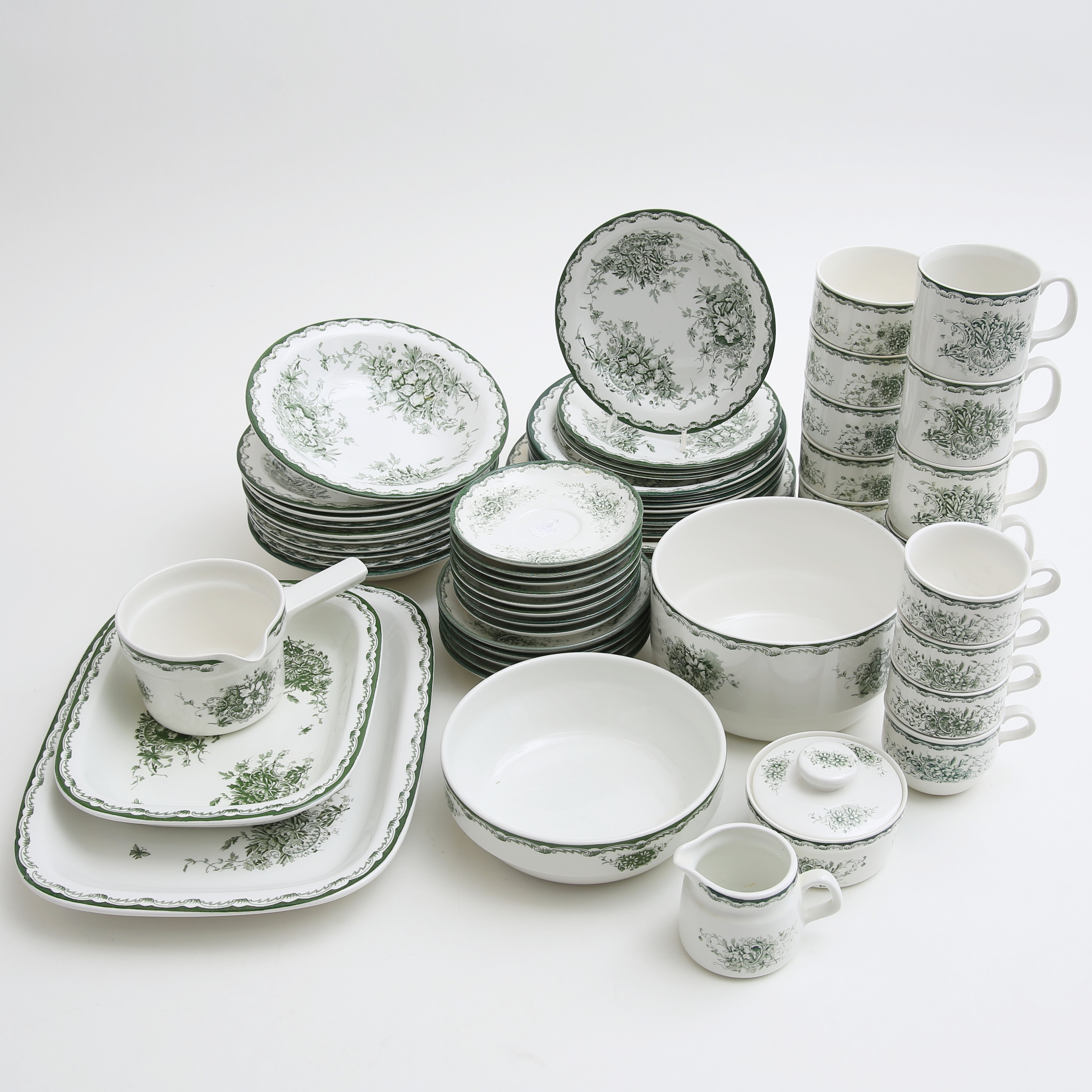 SERVISDELAR, 90 st, porslin, Rörstrand "Gröna Anna".