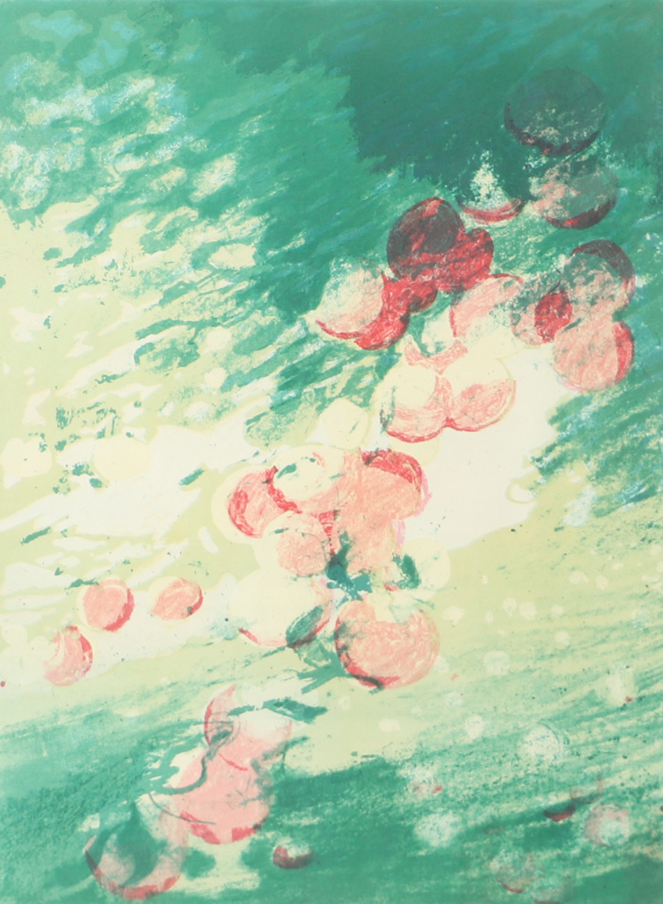 SVEN ÅKE SVENSSON. "Mogna äpplen", färglitografi, signerad 1969.