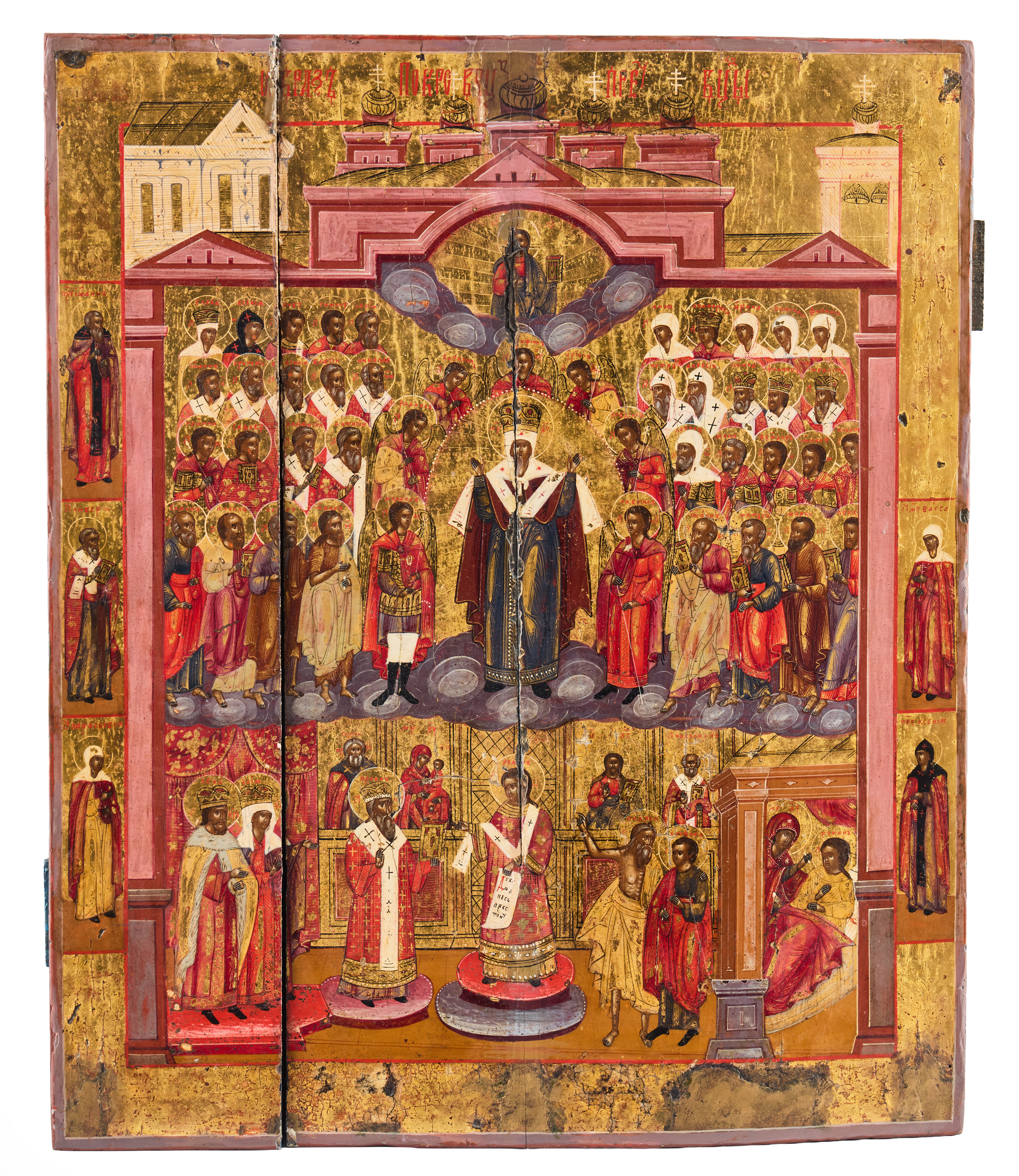 ICON, Russia, 19th century, The Protection of the Theotokos (Pokrov).