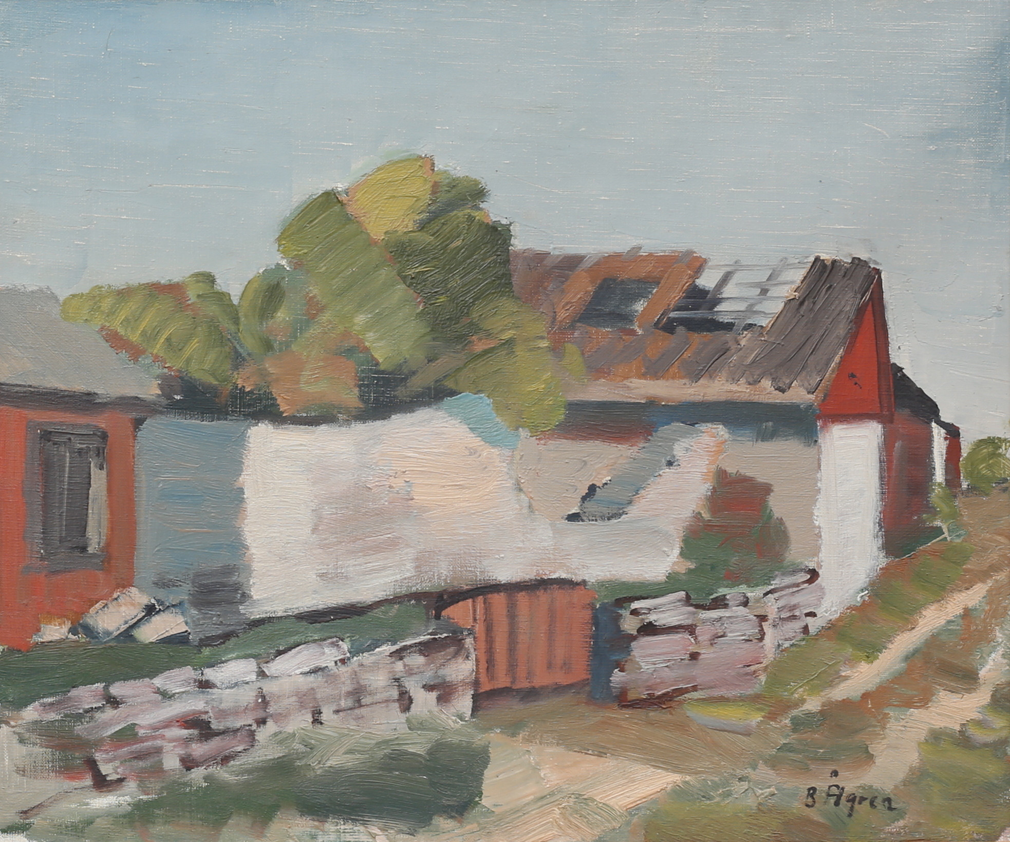 BENGT ÅGREN. (1936-2016, KARLSKRONA/KALMAR). "Motiv från Långlöt Öland", olja på pannå, signerad.