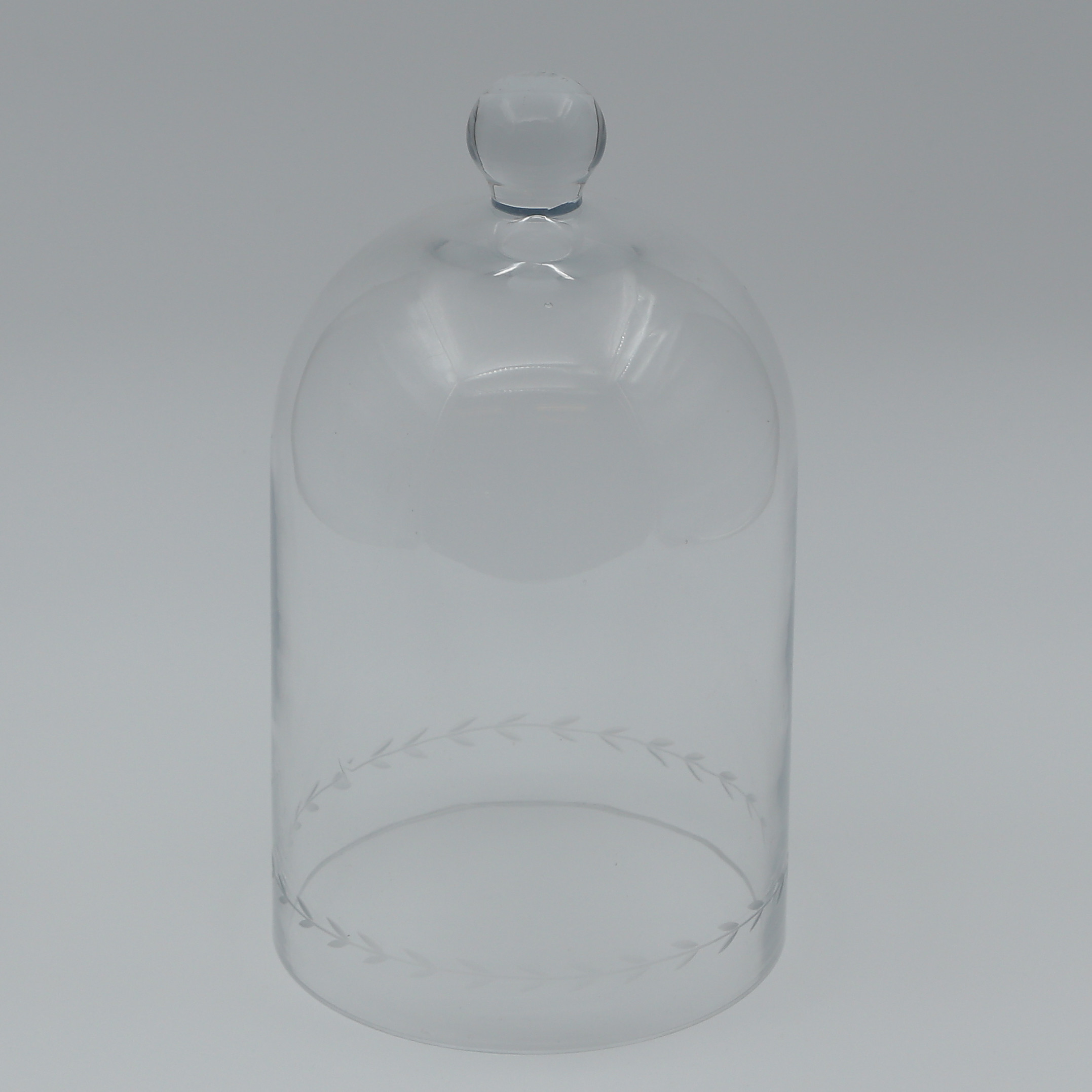 ÄLDRE GLASKUPA MED SLIPAD DEKOR (29X16cm).