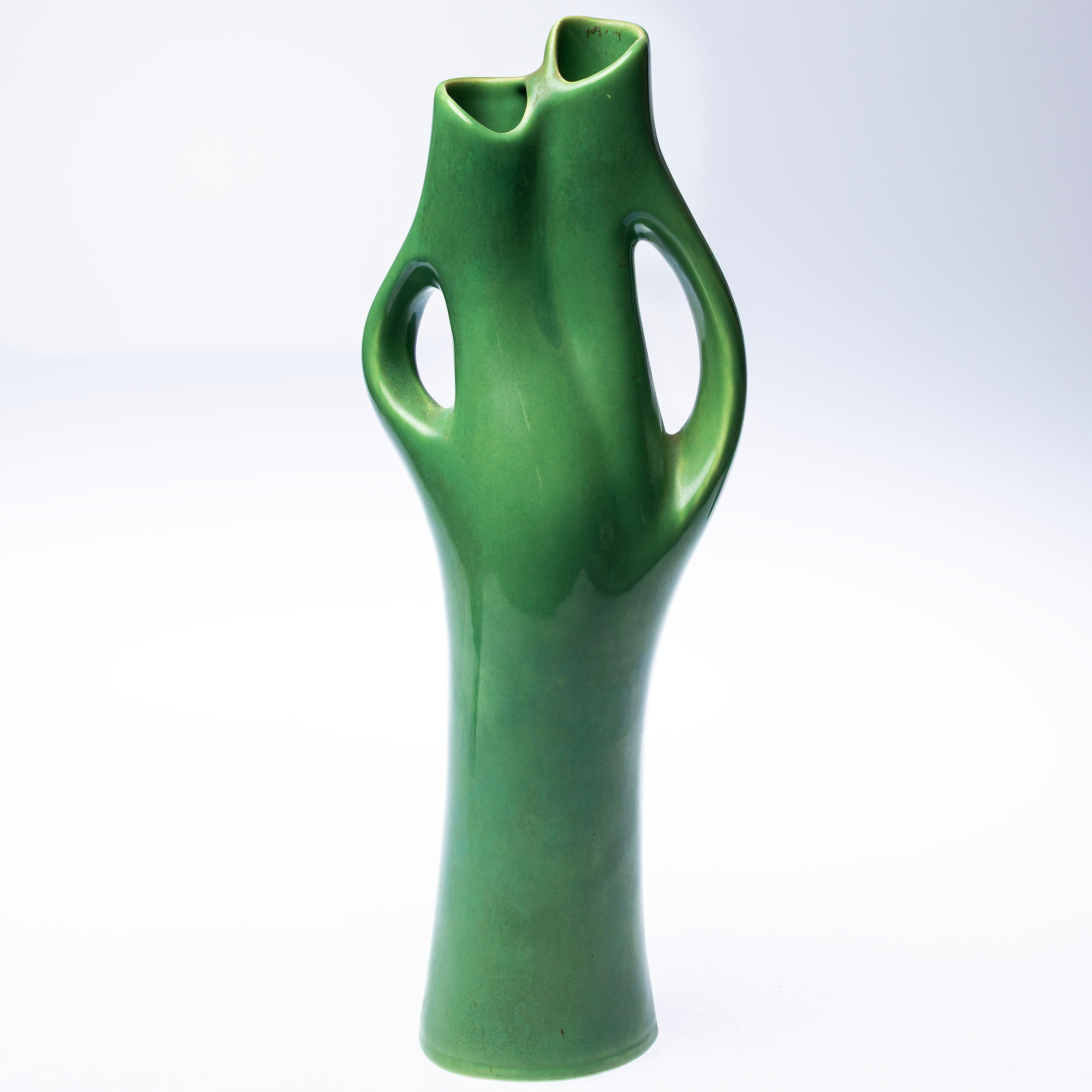 LILLEMOR MANNERHEIM. Vas, Gefle 1950-tal, grönglaserad keramik.