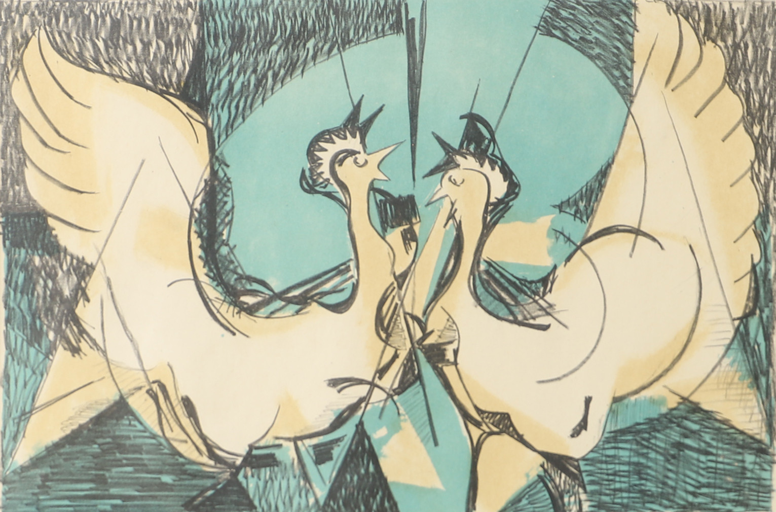 TORSTEN HULT. "Tranor", färglitografi, signerad T. Hult.