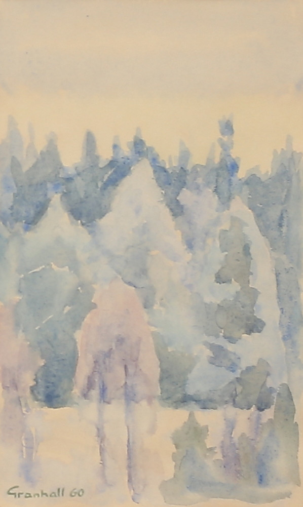 ARNE GRANHALL (1915-2004). "Rimfrostskog", akvarell, signerad, daterad 60.