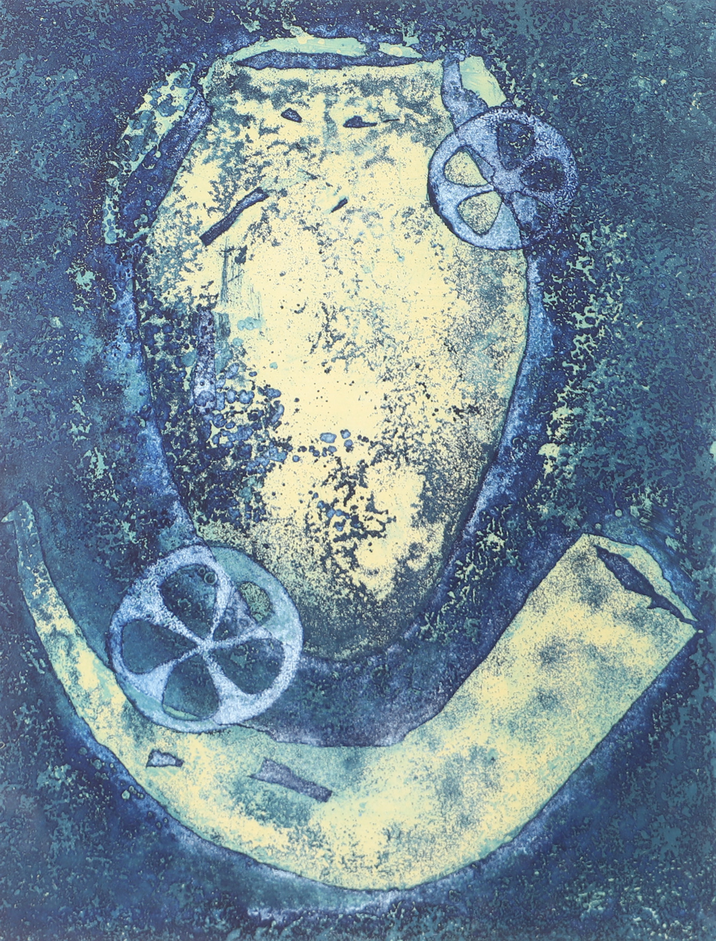 LONE RECHT. "Tidvatten VI", färglitografi, signerad.