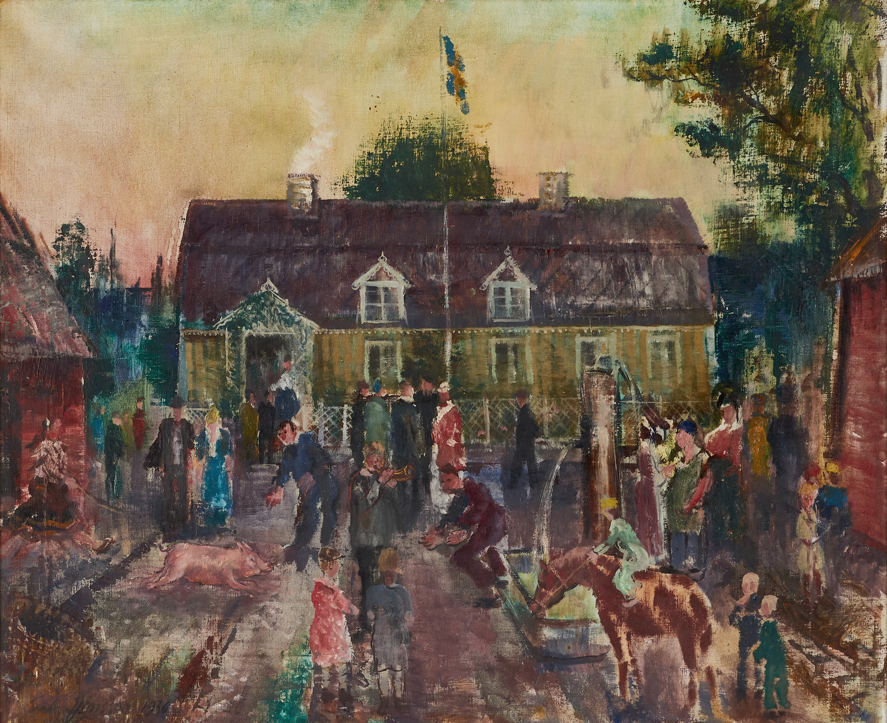 ERIK JÖNSSON (1893-1950), "Åldermannagillet", signerad, daterad 1936, olja på duk.