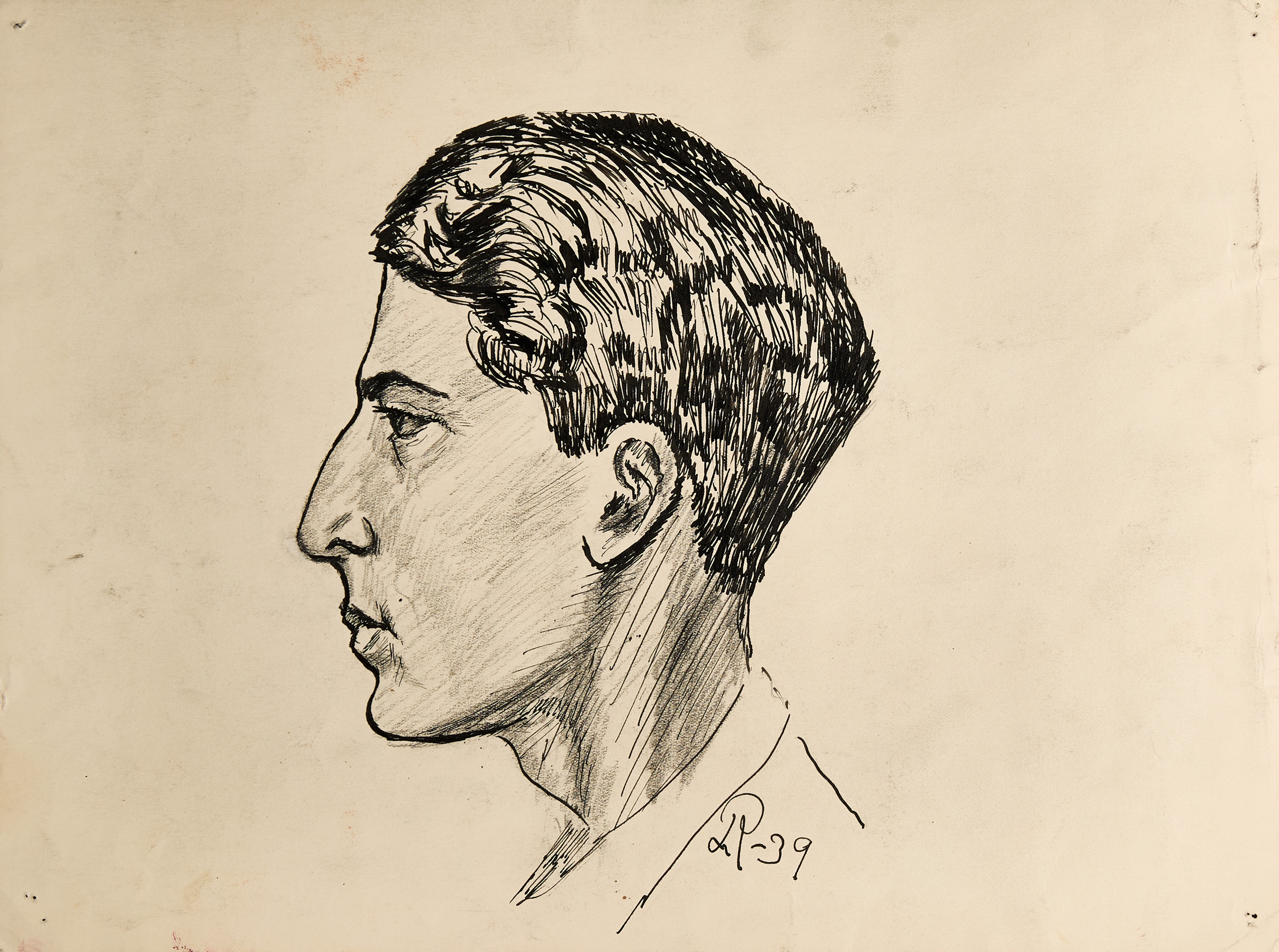 LENNART ROSENSOHN (1918-1994). 6 st blad, porträttskisser, varav 3 signerade och daterade blad - 39, varierande tekniker.