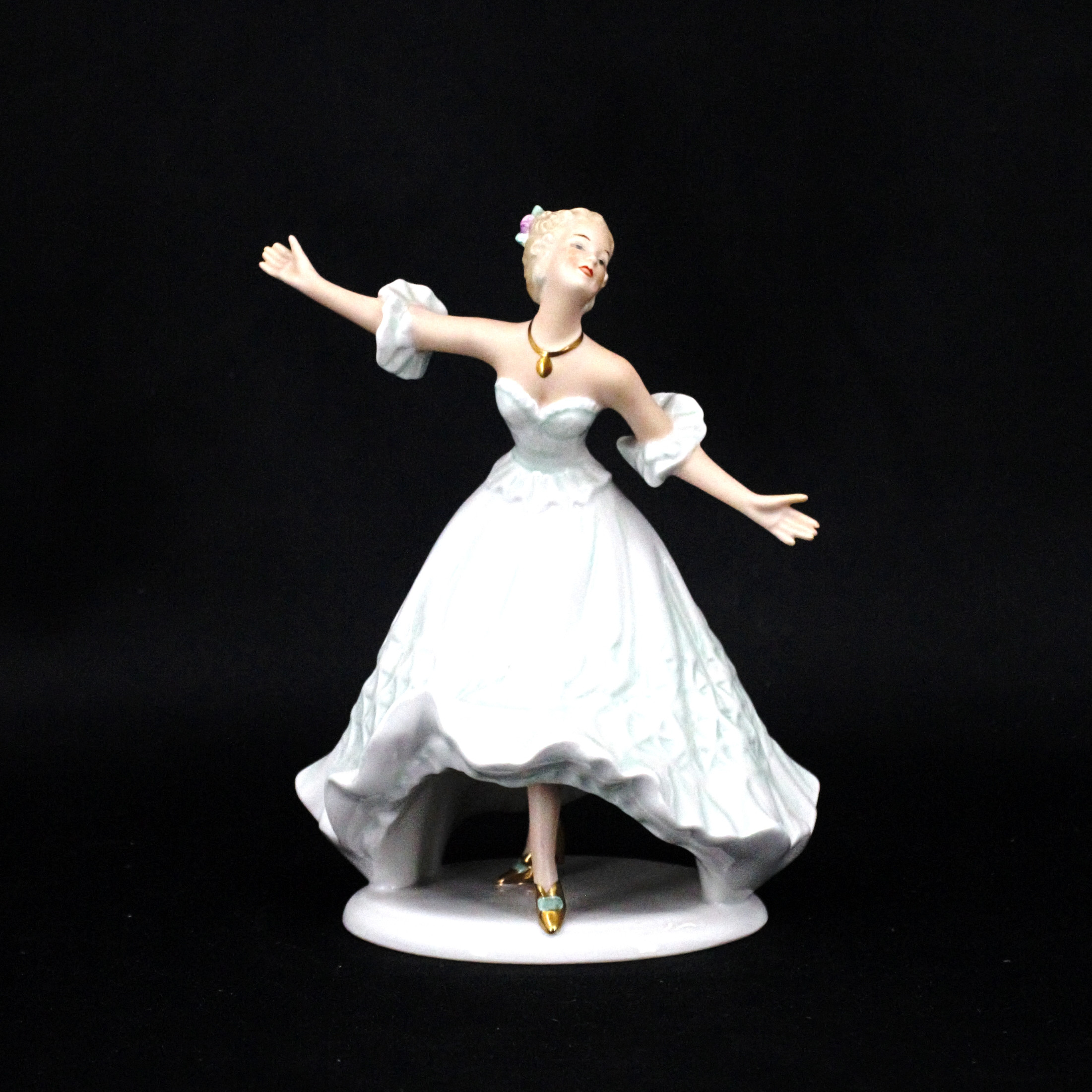 FIGURIN, dansande ballerina, porslin, Wallendorf, Tyskland.