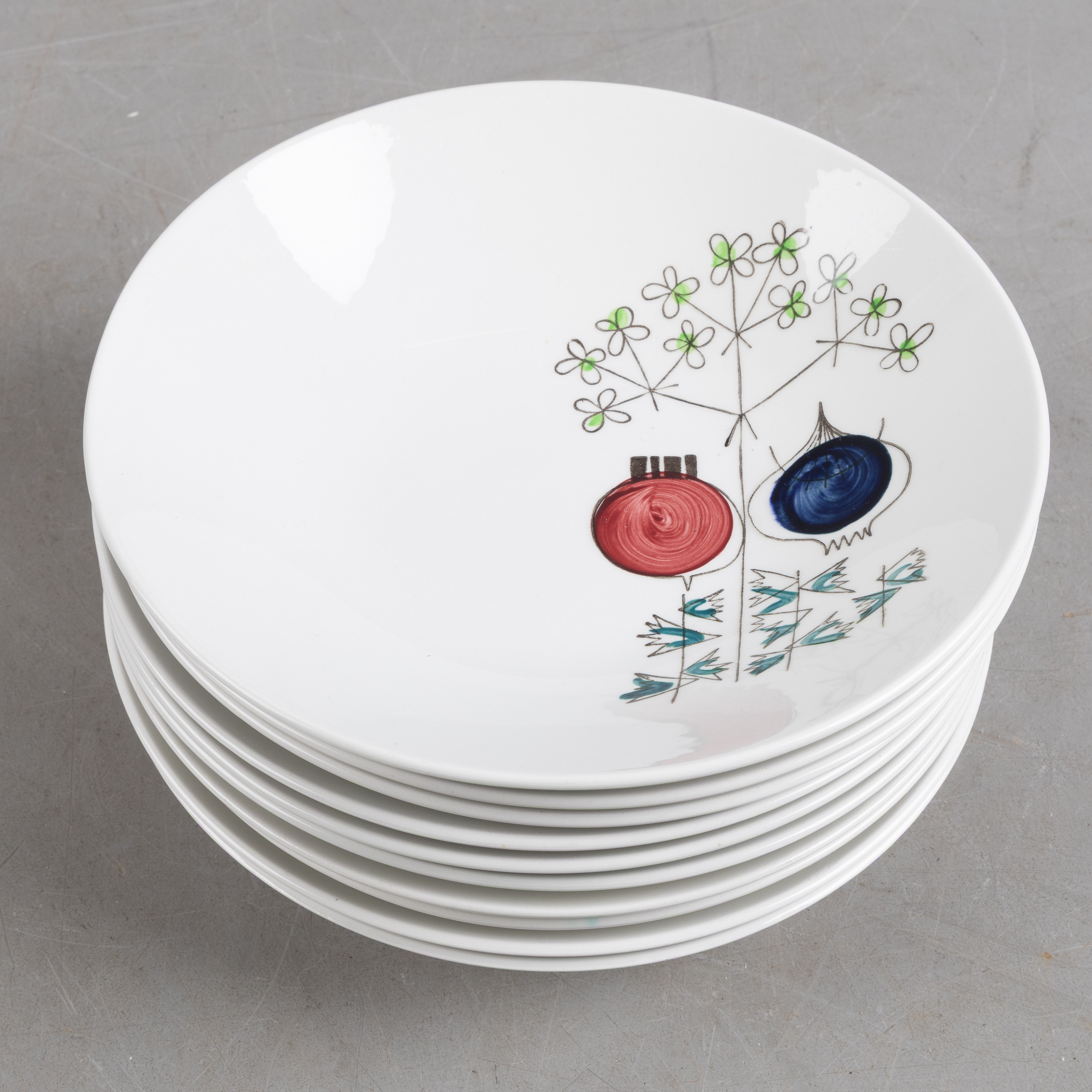 MARIANNE WESTMAN. Djupa tallrikar, 10 st. 'Pomona', Rörstrand.