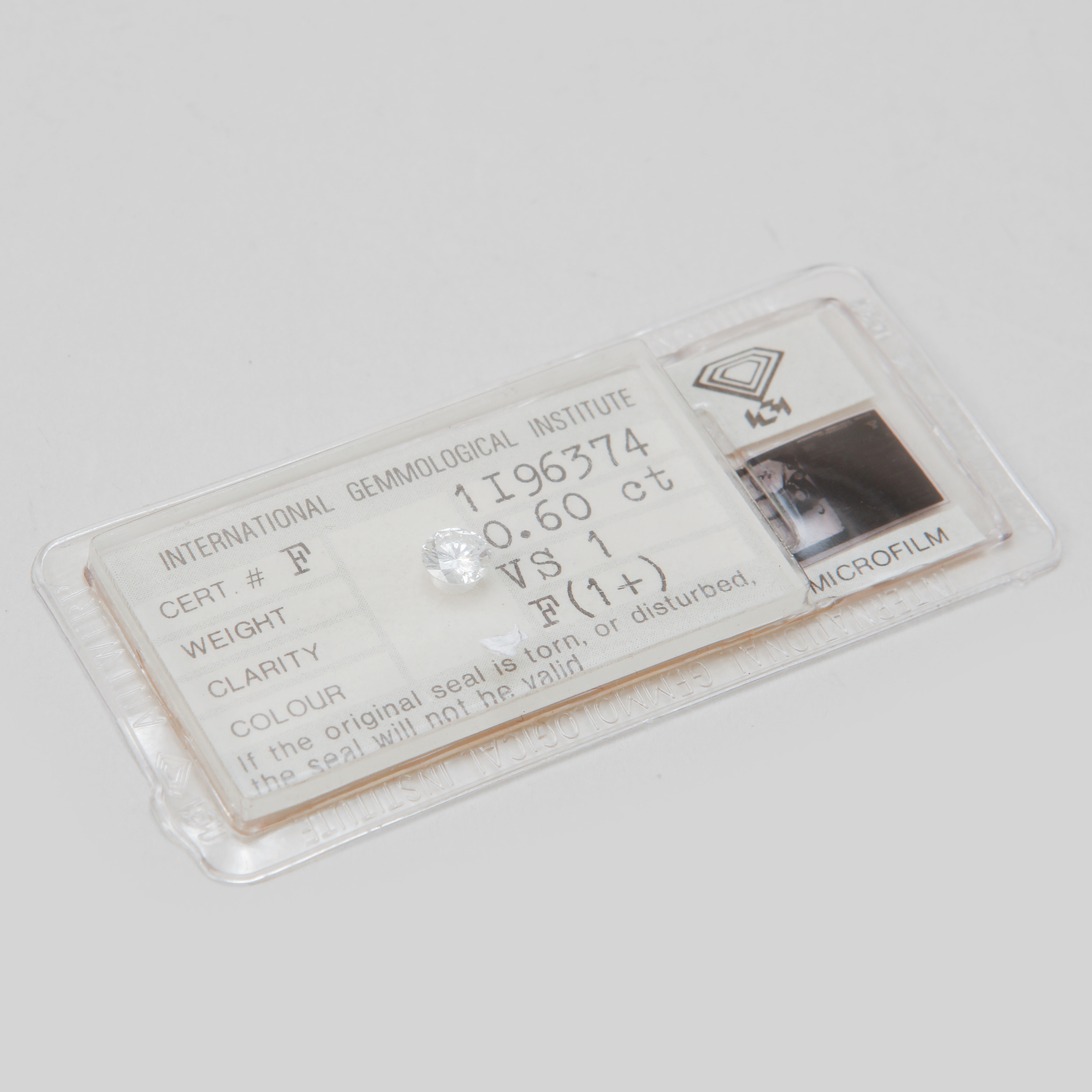 DIAMANT, briljantslipad, 0.60ct, Certifikat IGI.